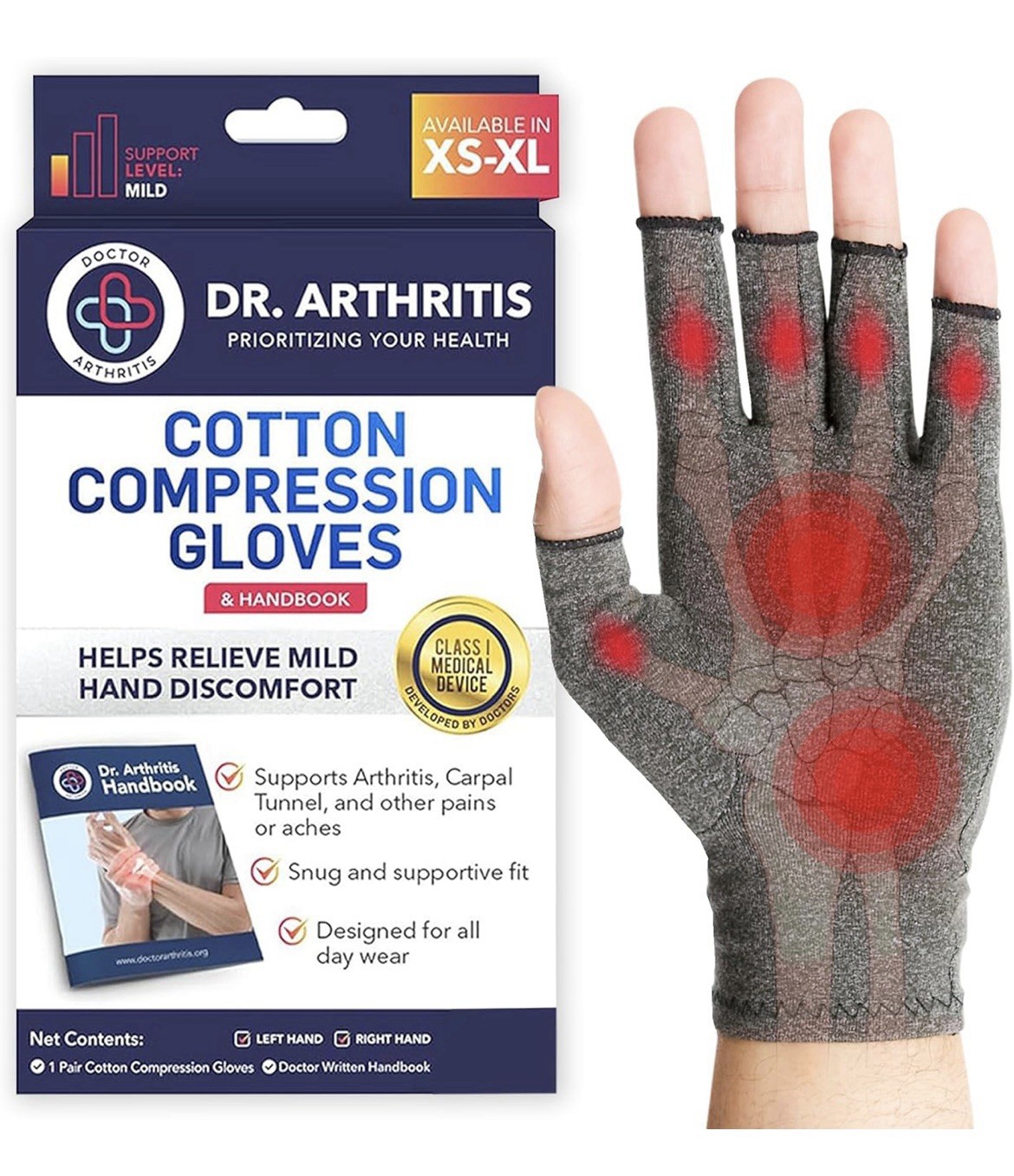 Doctor Developed Compression Gloves for Women and Men, Medium, Gray – 1 Pack