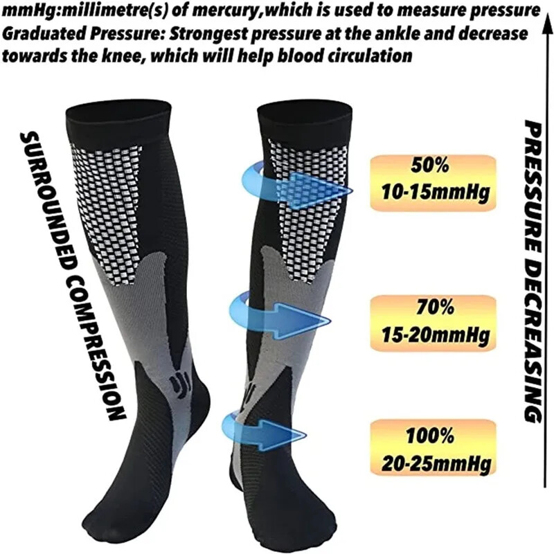 2 Pairs Compression Socks Running Football Soccer Stockings Men Women Sport Sock