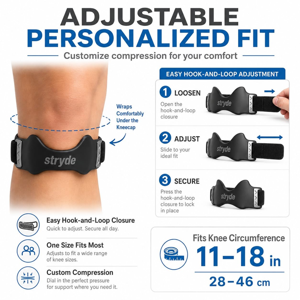 Stryde Precision Knee Strap Premium Stryde Knee Strap with Silicone LockPoin…