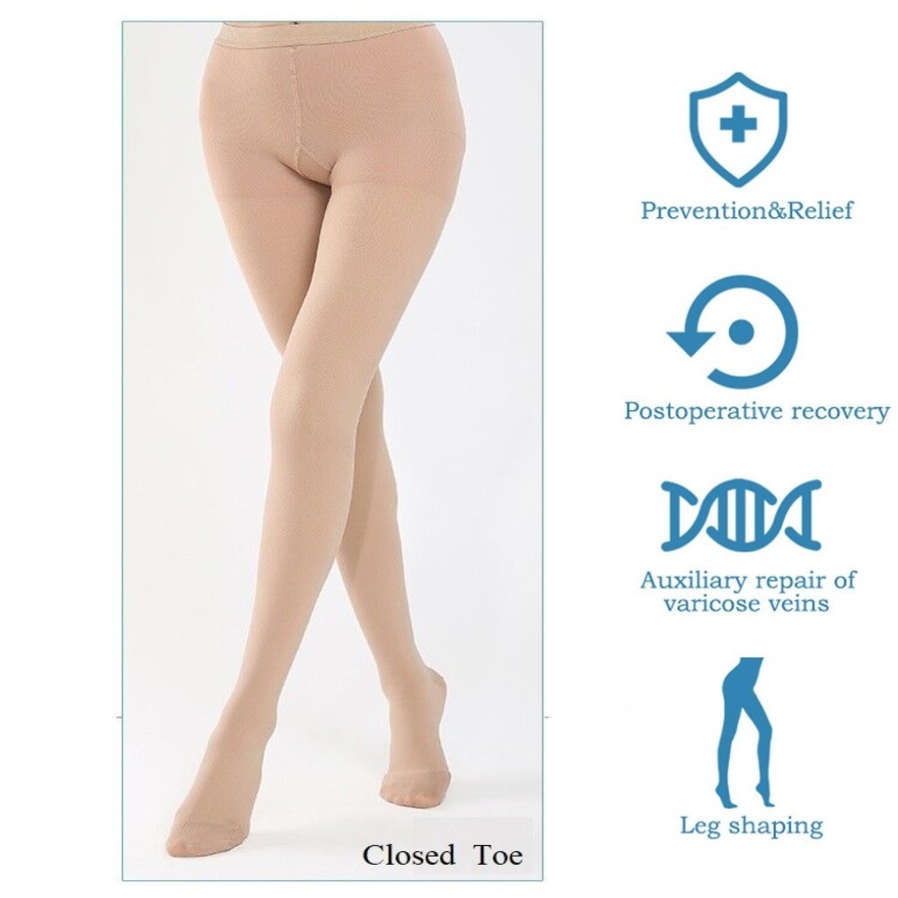 Medical Compression Pantyhose 20-30 mmHg Support Varicose Swelling DVT Stockings