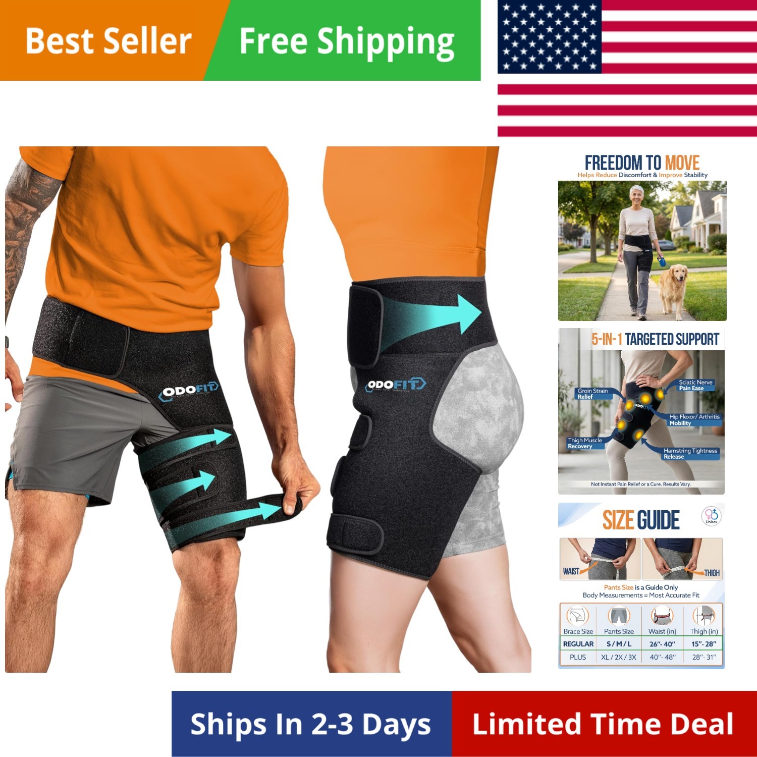 5 in 1 Hip Brace for Women Men Sciatica Pain Relief Devices – Adjustable Groi…