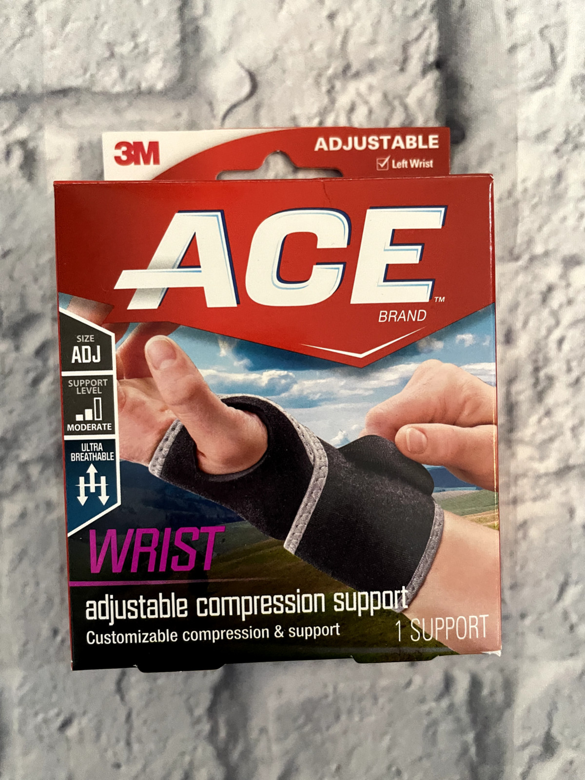 Ace Wrist Brace Support Adjustable Compression Odor Resistant Semi Soft 1 ct