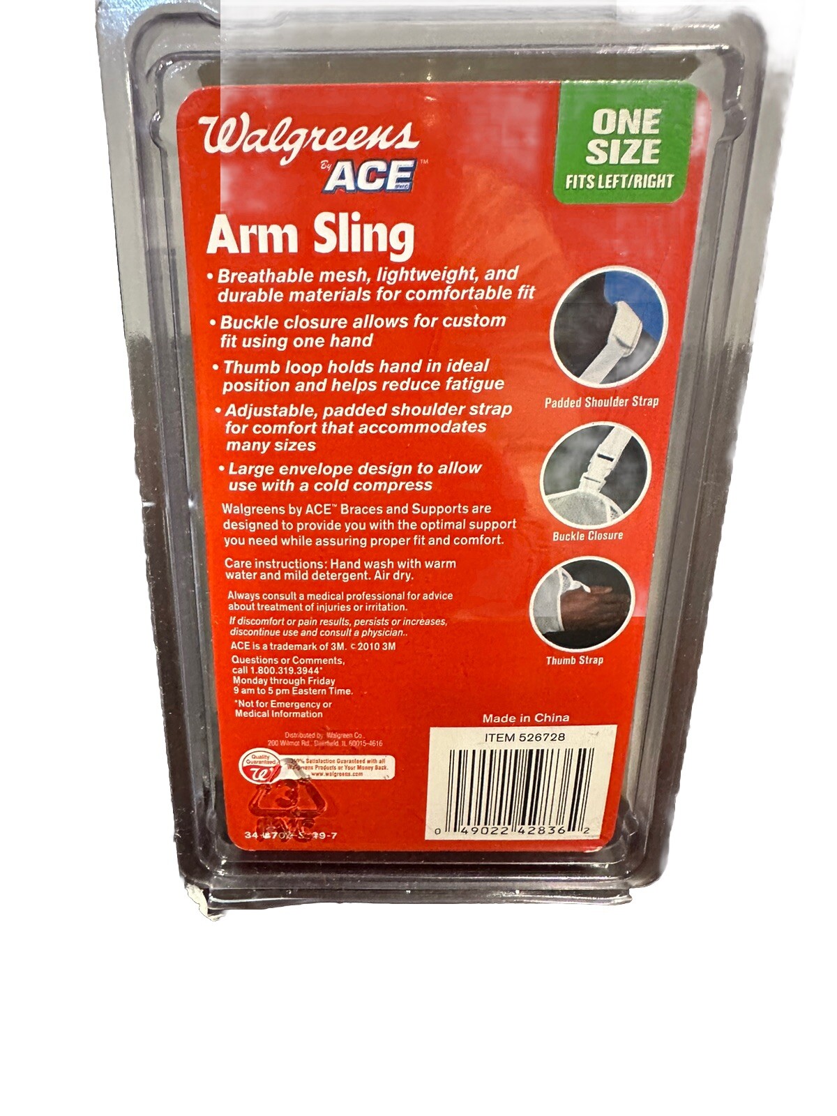 ACE Arm Sling w/Thumb Loop One Size Fits Left & Right – Latex Free Material