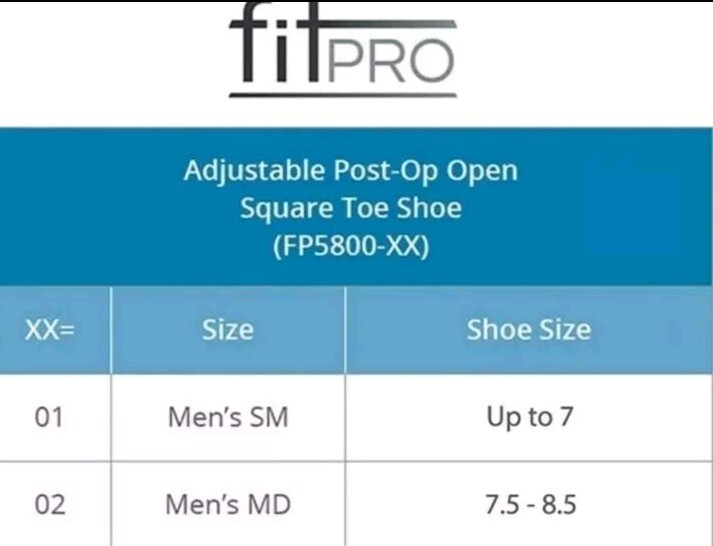 Fitpro Adjustable Post-OP Open Square Toe Shoe, Medium, Men