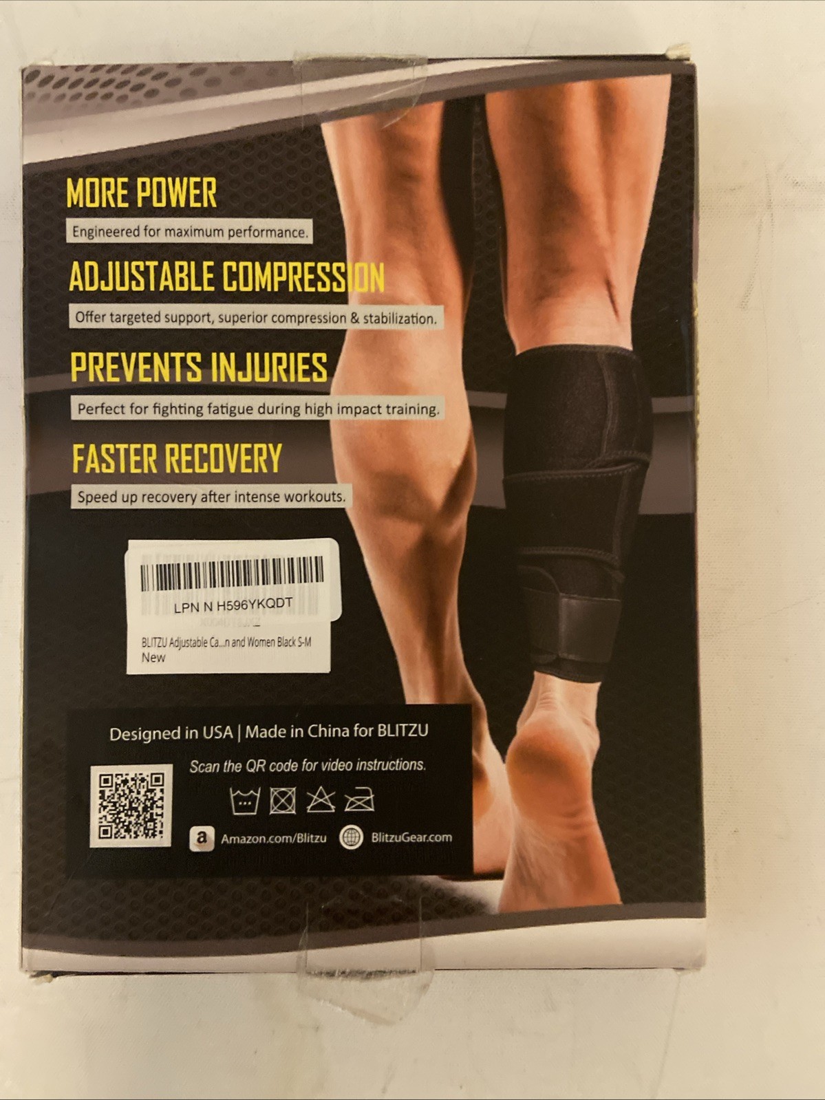 BLITZU Performance Calf Brace for Men & Women Size S/M