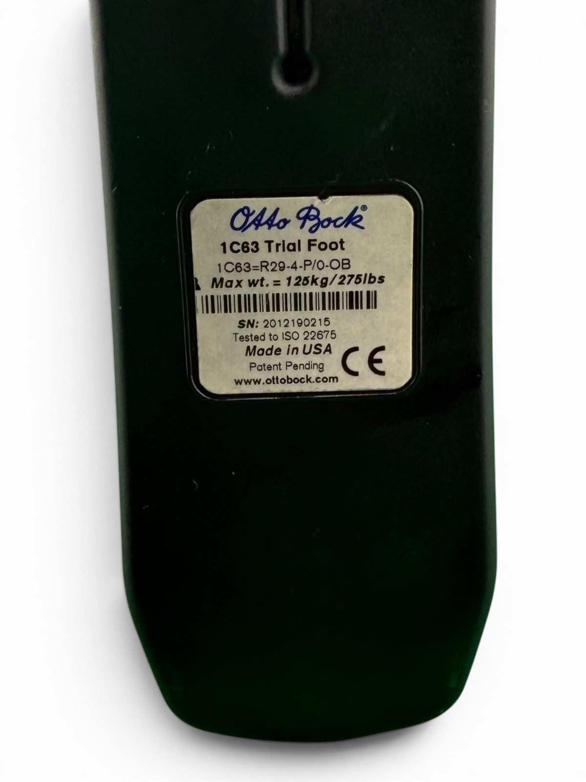 ottobock otto bock triton LP prosthetic foot. size 29. category 4, right Foot