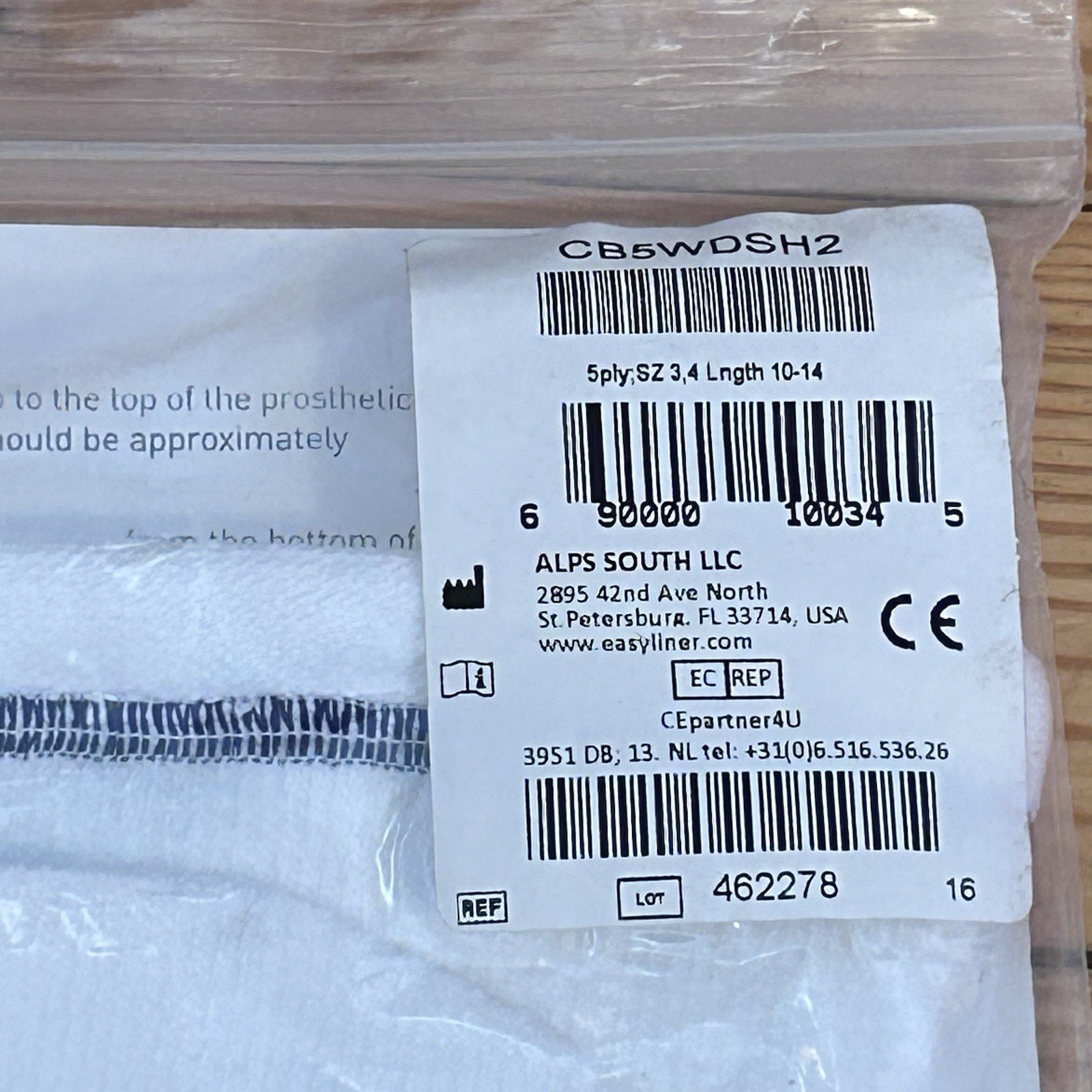 Prosthetic Sock Cool Blue 5 Ply BLUE CB5WDSH2 Size 3, 4 length 10-14 DS New USA