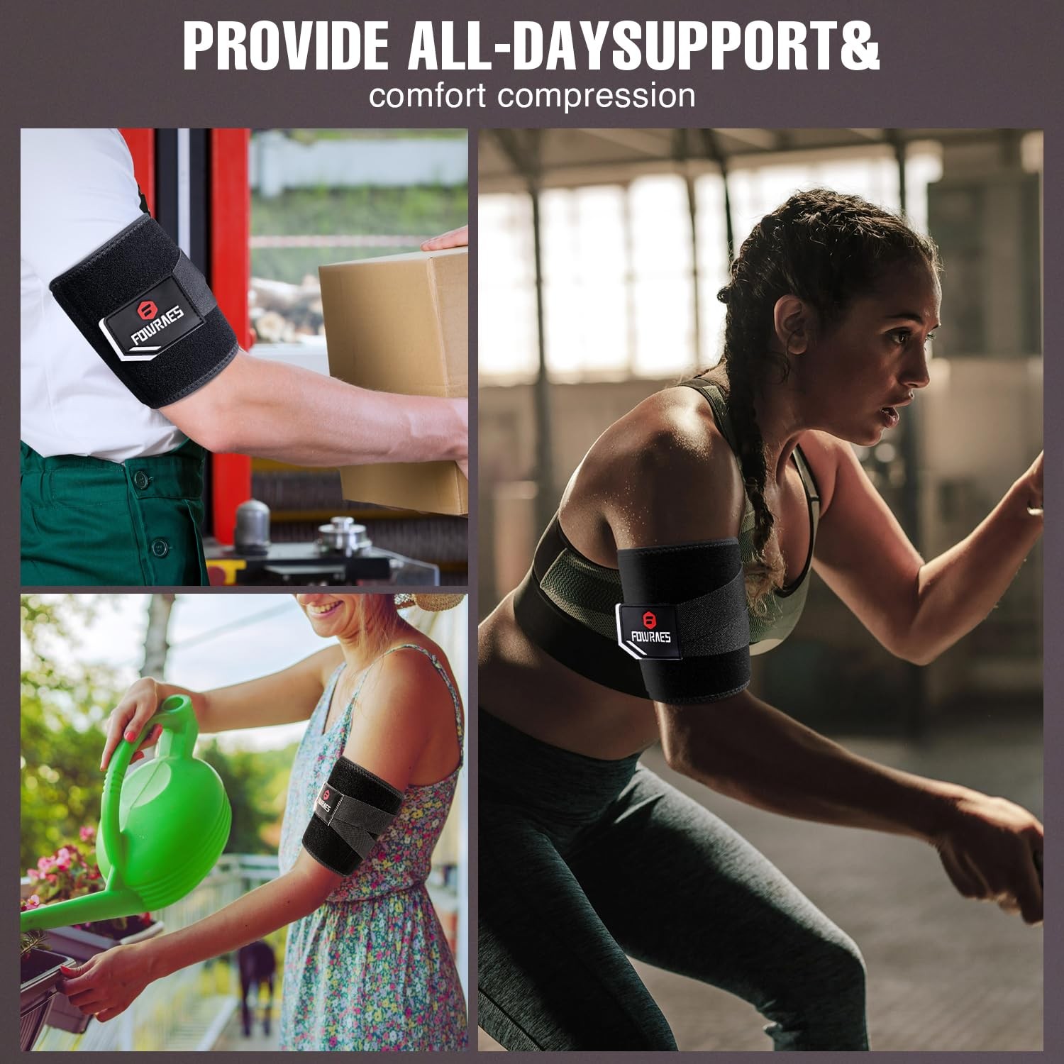 Bicep Tendonitis Brace Tricep Upper Arm for Men and Women Large, Black