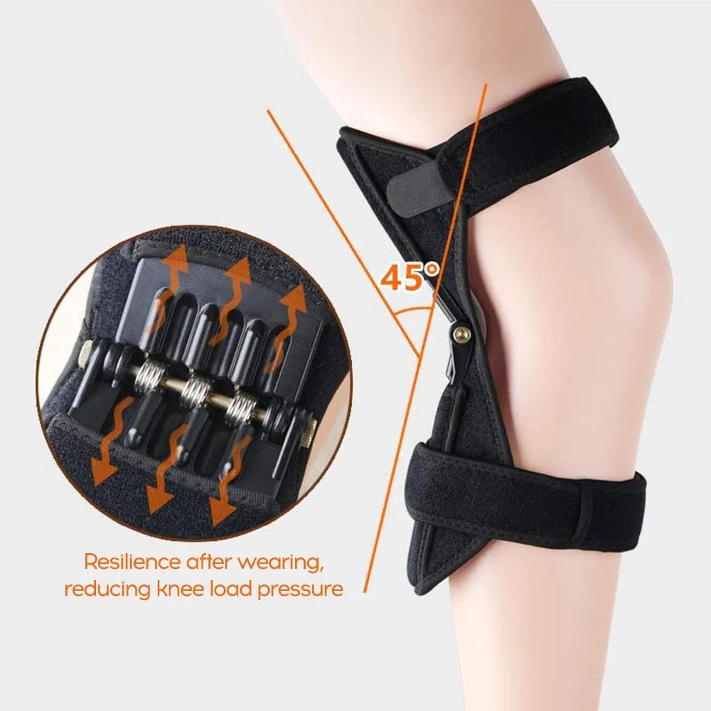 Knee Stabilizer Pad Powerknee 2pcs Joint Support Brace Rebound Spring Black Pair