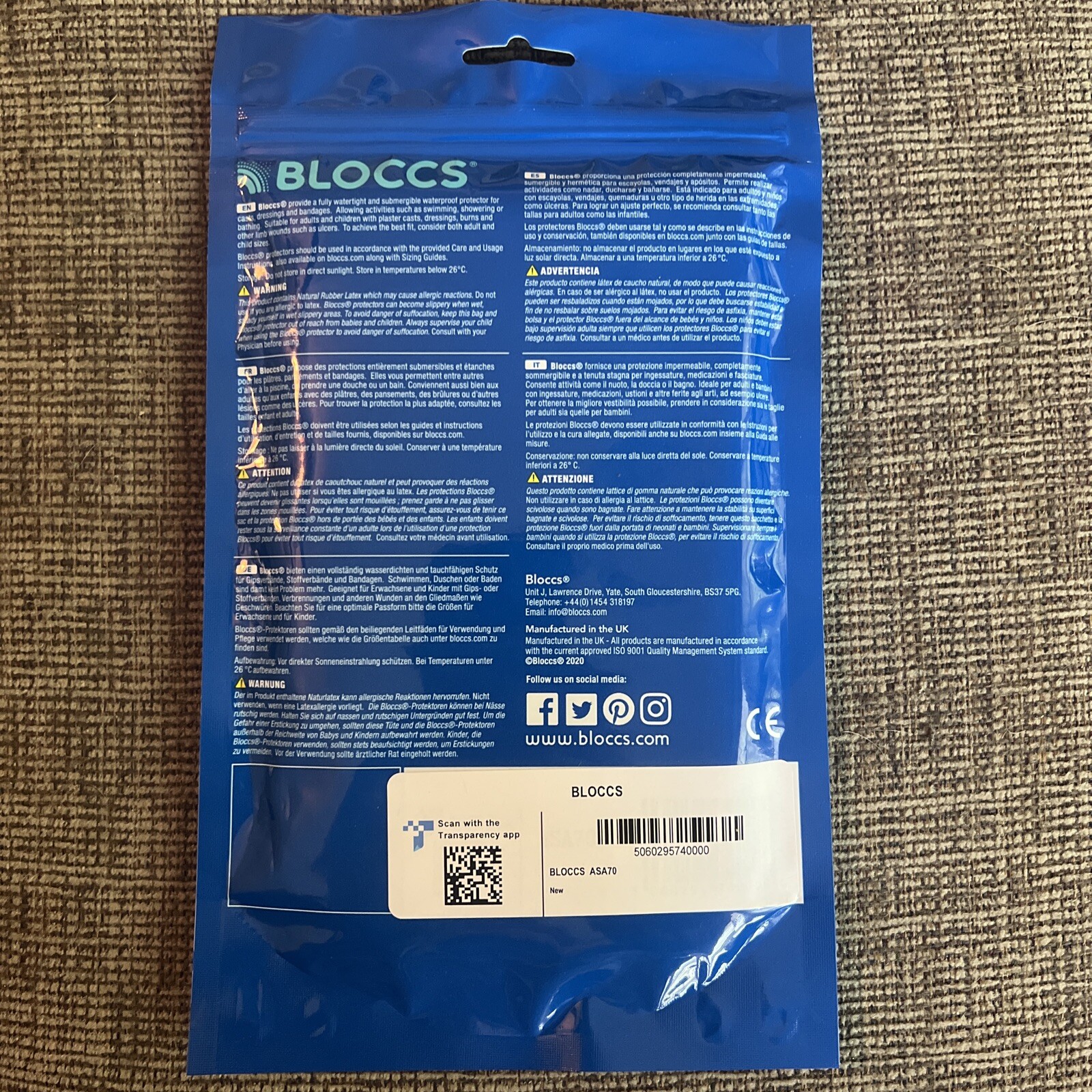 Bloccs Waterproof Arm Protector for Casts And Dressings-Adult-One Size-NISB