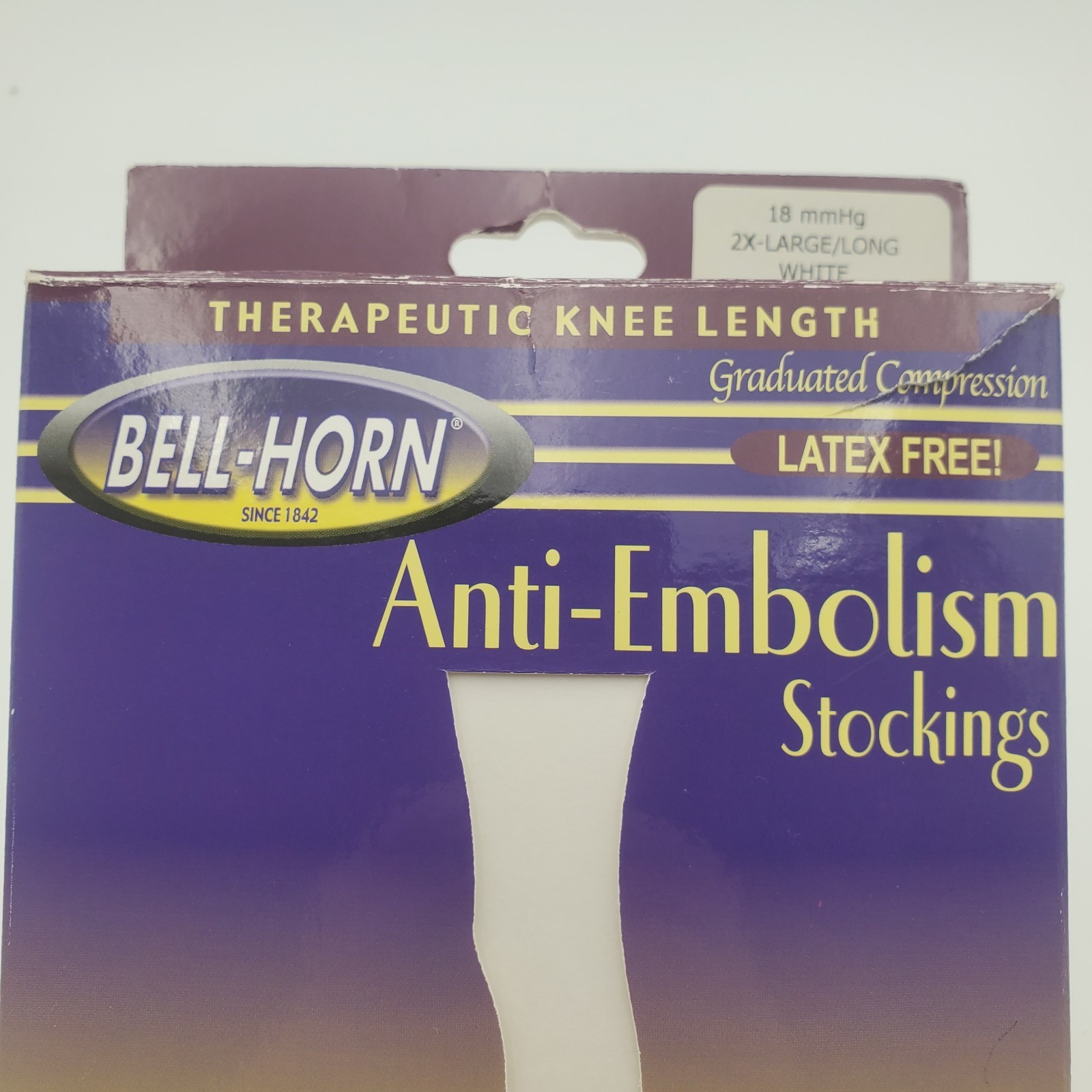 Anti Embolism Bell-Horn Stockings 18 mmHg Compression Closed Toe White 2X Large