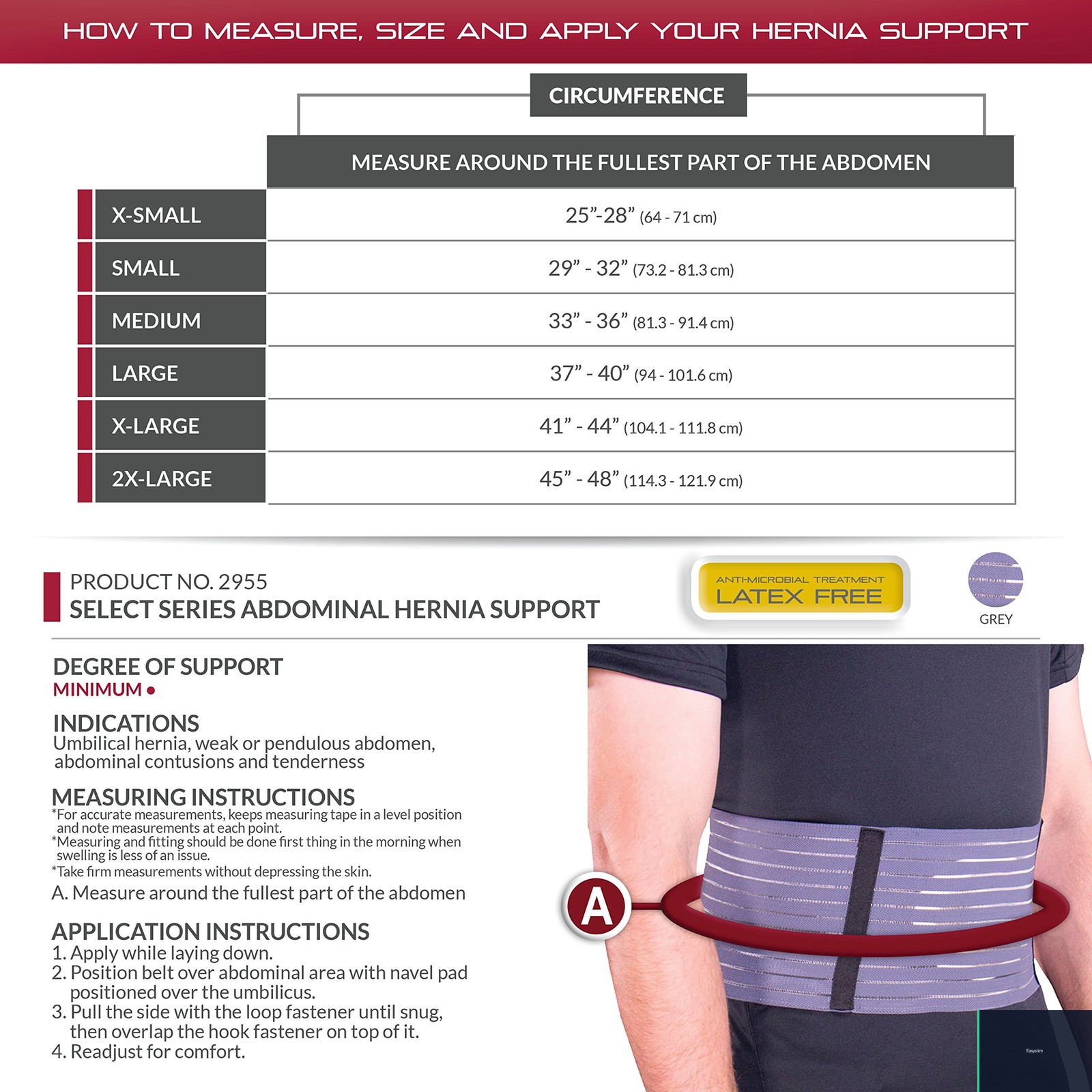 Abdominal Support Belt Small Ribbed Elastic Foam Compression Pad Pack of 2