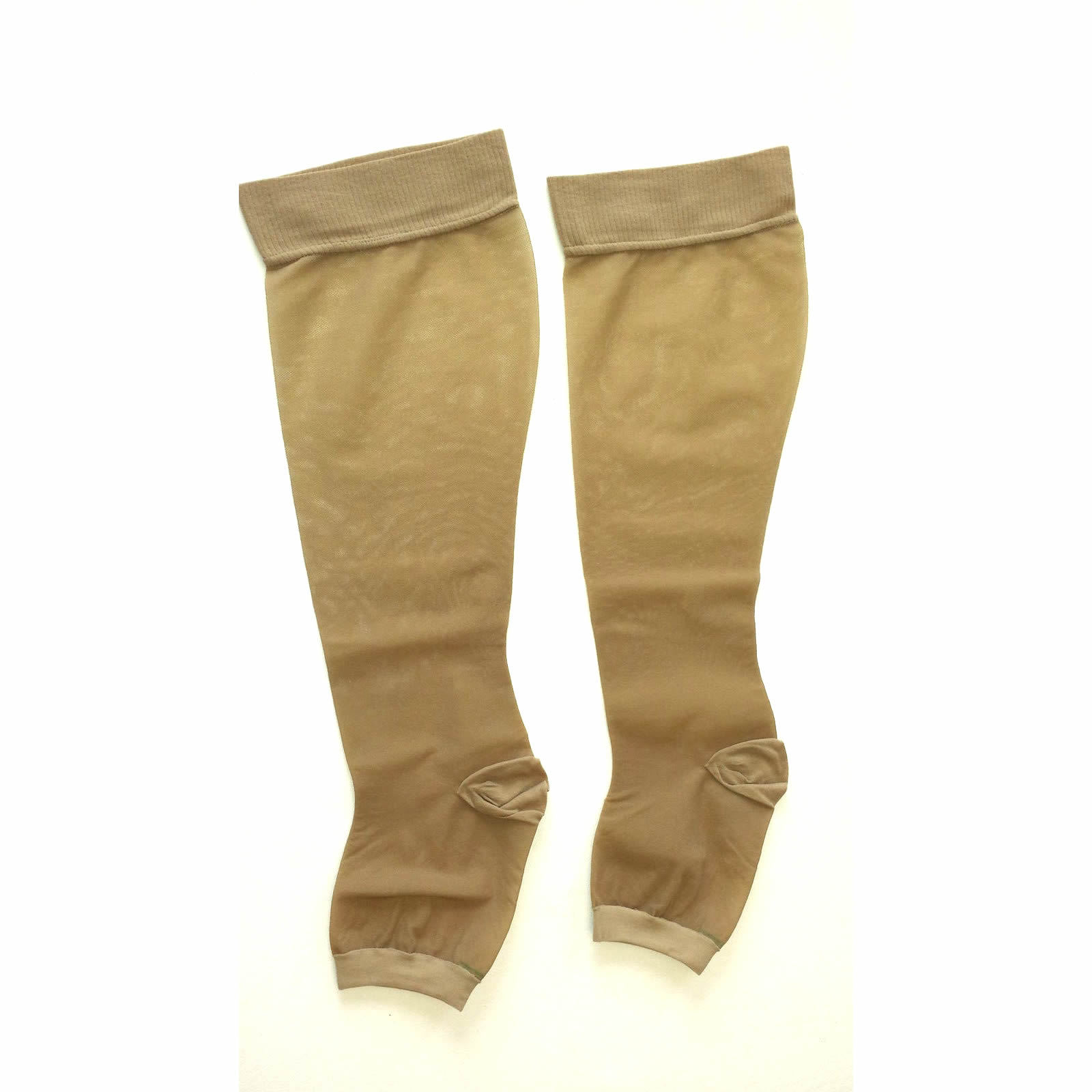 Compression Socks Knee High Open Toe Beige Stocking Support 18-22 mmHg Italy Pai