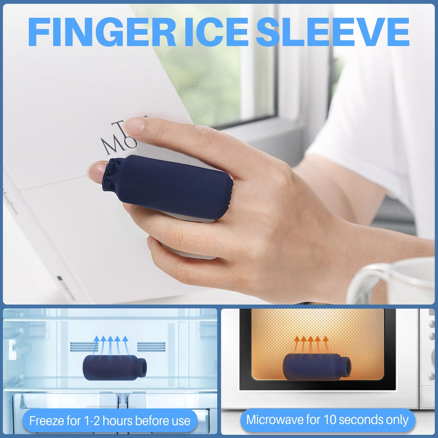 Finger Splint Ice Pack for Pain Relief, Straightening Arthritis, Knuckle Immobil