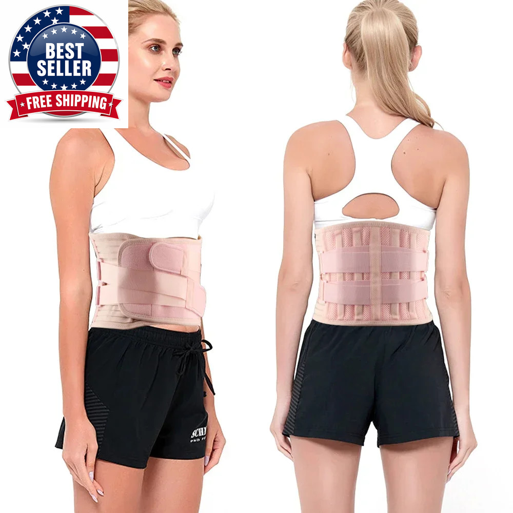 Adjustable Lumbar Support Back Braces for Lower Back Pain Relief with 5 Stays, B
