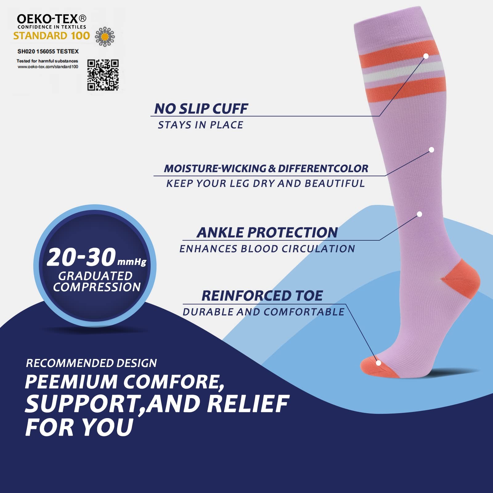 8 Pairs Compression Socks for Men & Women 20-30 mmHg Knee High Nurse Pregnant…