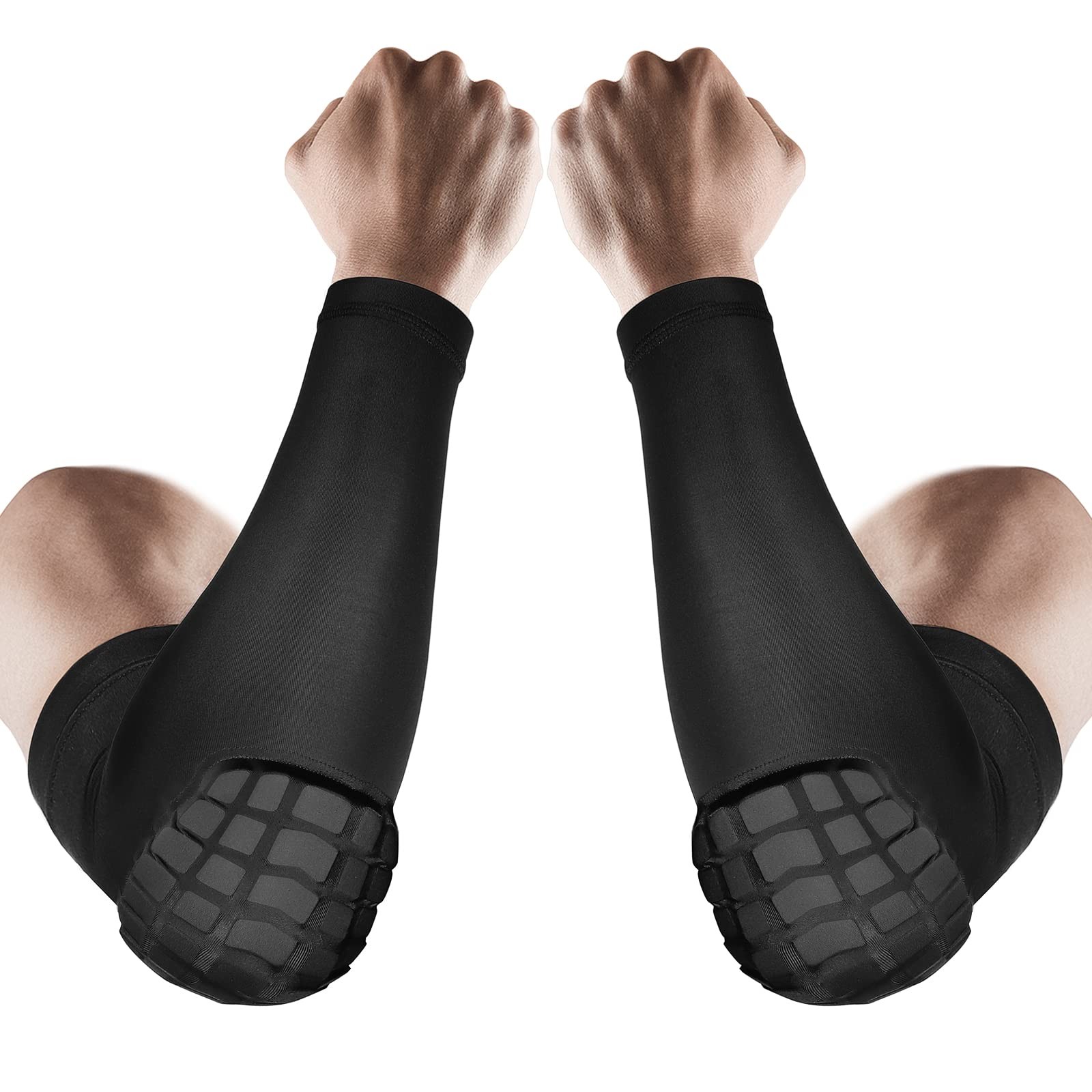 2 PCS Elbow Pads Padded Compression Shield Arm Sleeves Basketball Volleyball