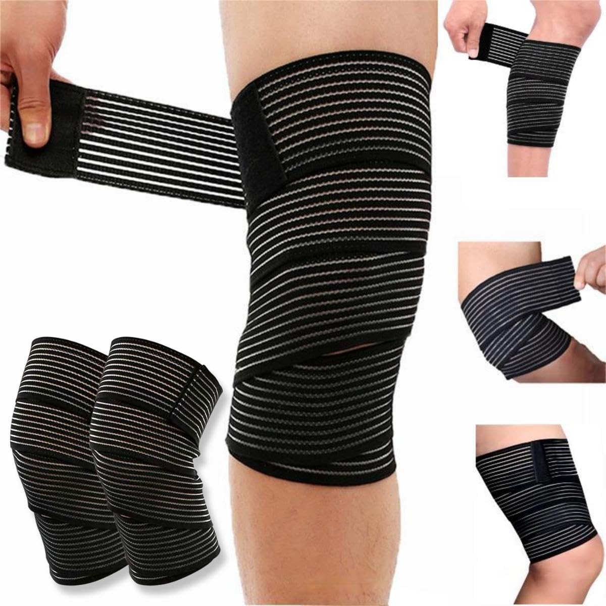 2 piezas de vendaje elástico ajustable para rodilla, soporte de compresión