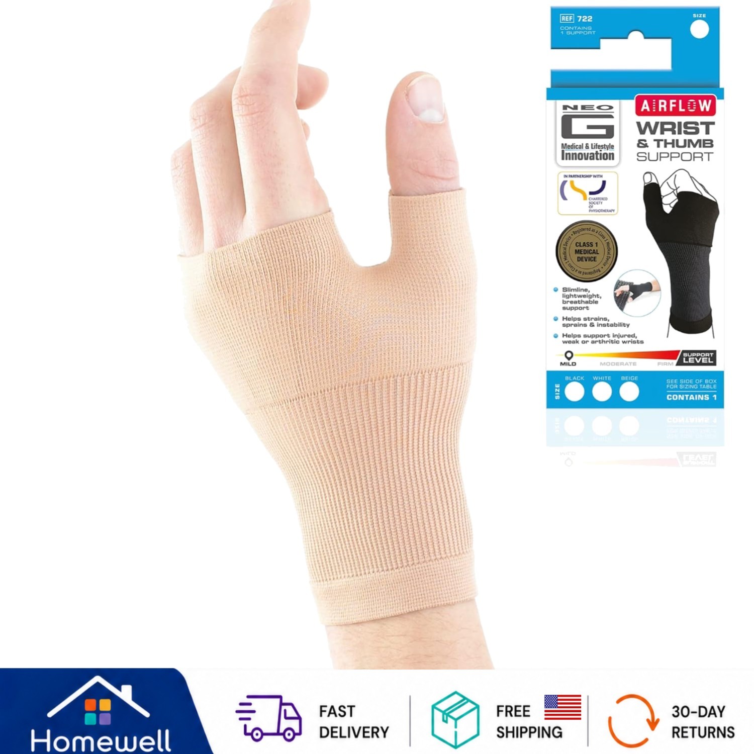 Lightweight Wrist Brace for Joint Pain Relief – Medium Size, Beige Compression
