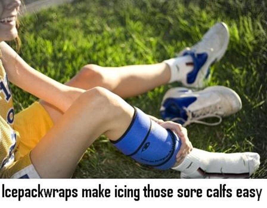 Icepackwrap Icing Ankles Knees Calf Wrap on Icepackwrap for Injury Management