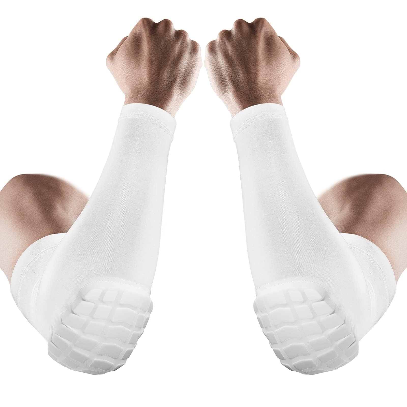 2 PCS Elbow Pads Padded Compression Shield Arm Sleeves Basketball Sports