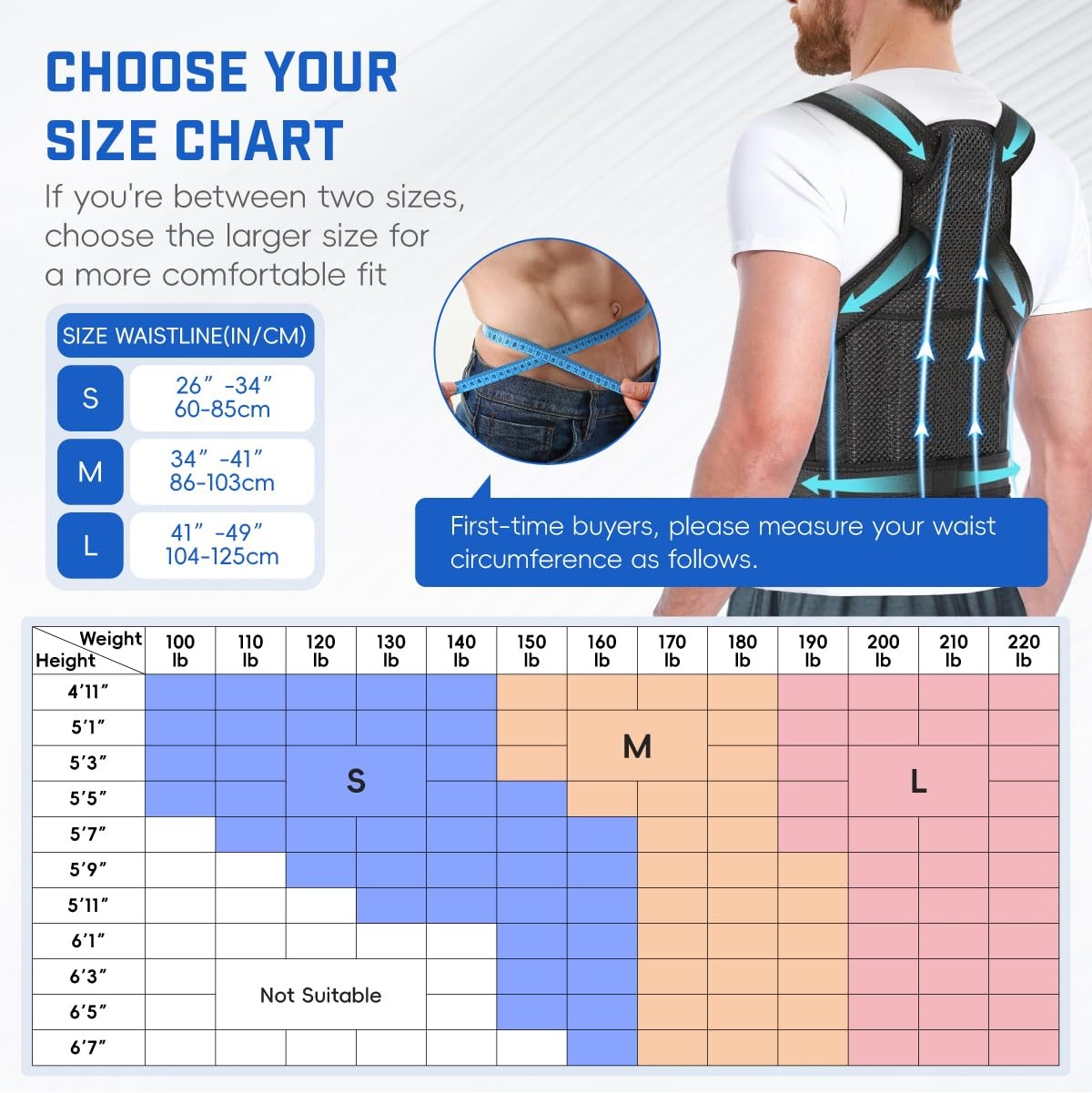 Back Brace Posture Corrector for Women & Men, Adjustable Shoulder Straightene…