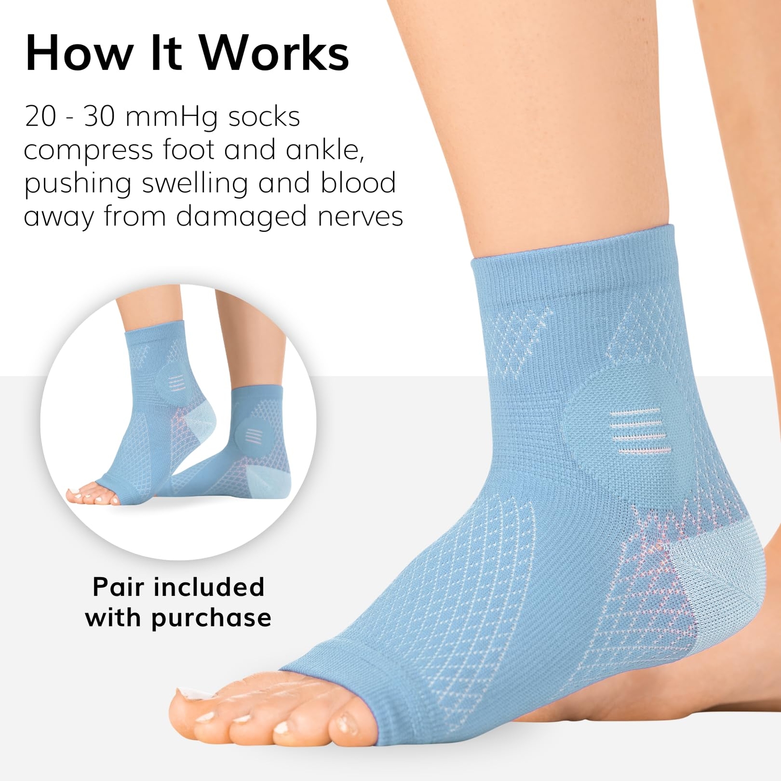 Neuropathy Socks – Peripheral Neuritis Compression Diabetic Toeless Foot Slee…