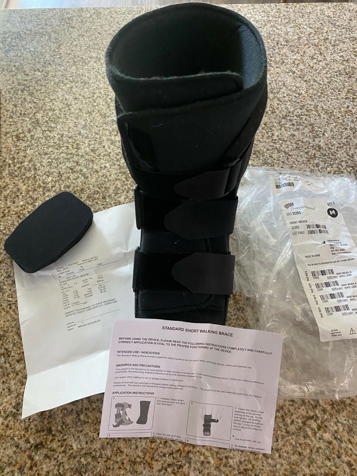 Ovation medical walking boot medium short walker new black 