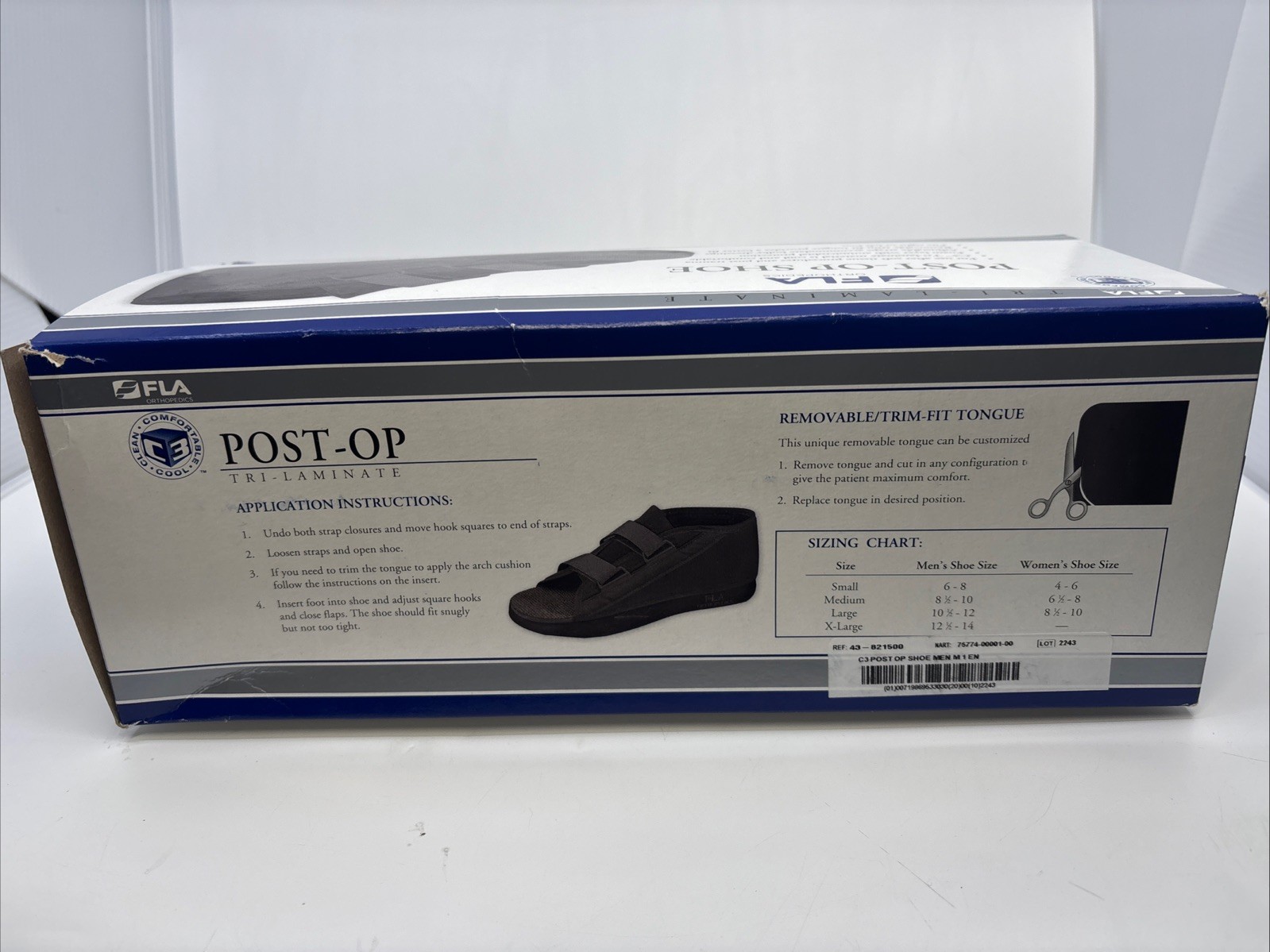 FLA Orthopedics Men’s Medium POST-OP SHOE Antimicrobial Protection USA FREE SHIP