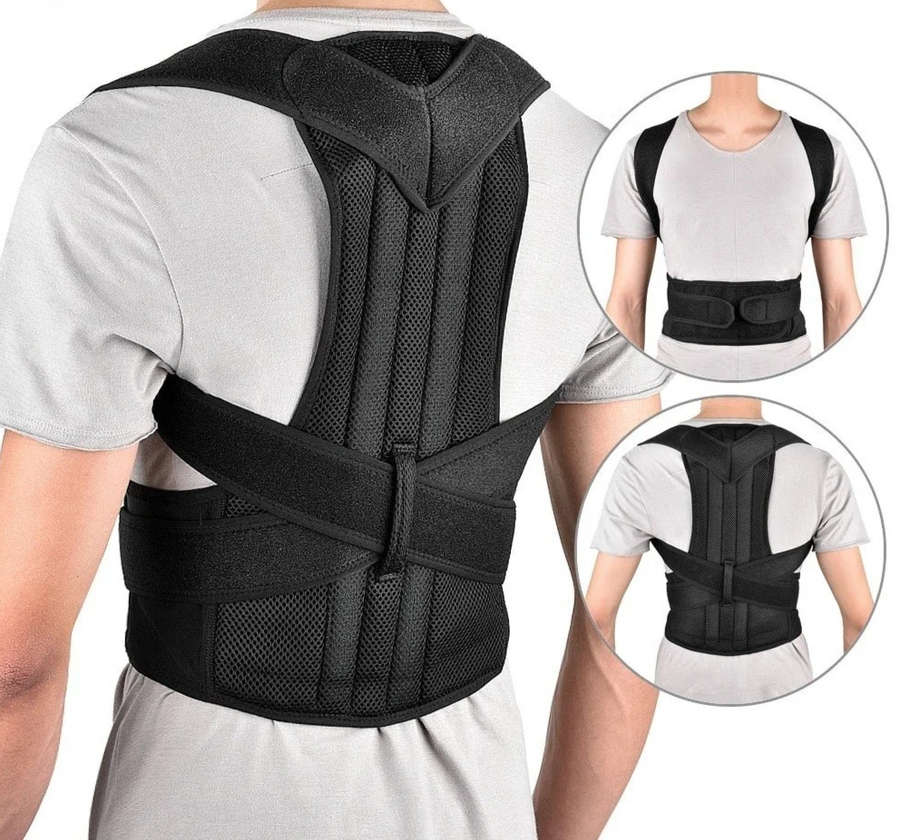 Unisex Posture Back Lumbar Waist Support Corrector Brace Shoulder Belt Girdle US