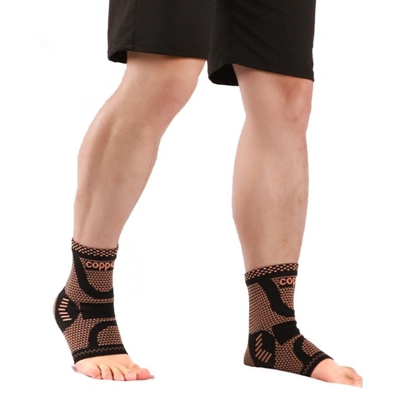 Copper Ankle Support Brace Stabilizer Compression Sleeve Socks Foot Pain Relief