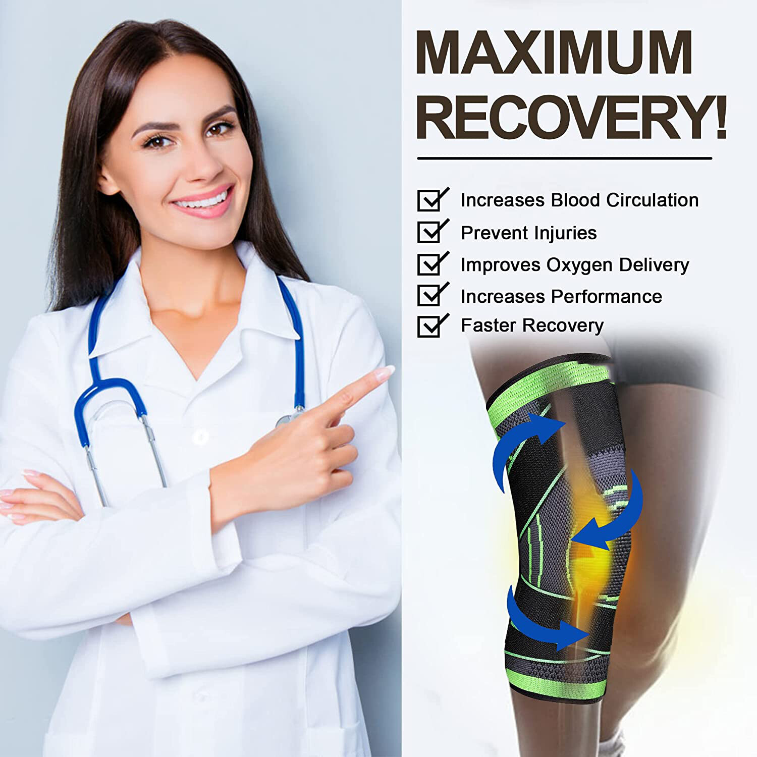1x/2x Circa Knee Savers Compression Sleeve Tendon Brace Arthritis Pain Relief #