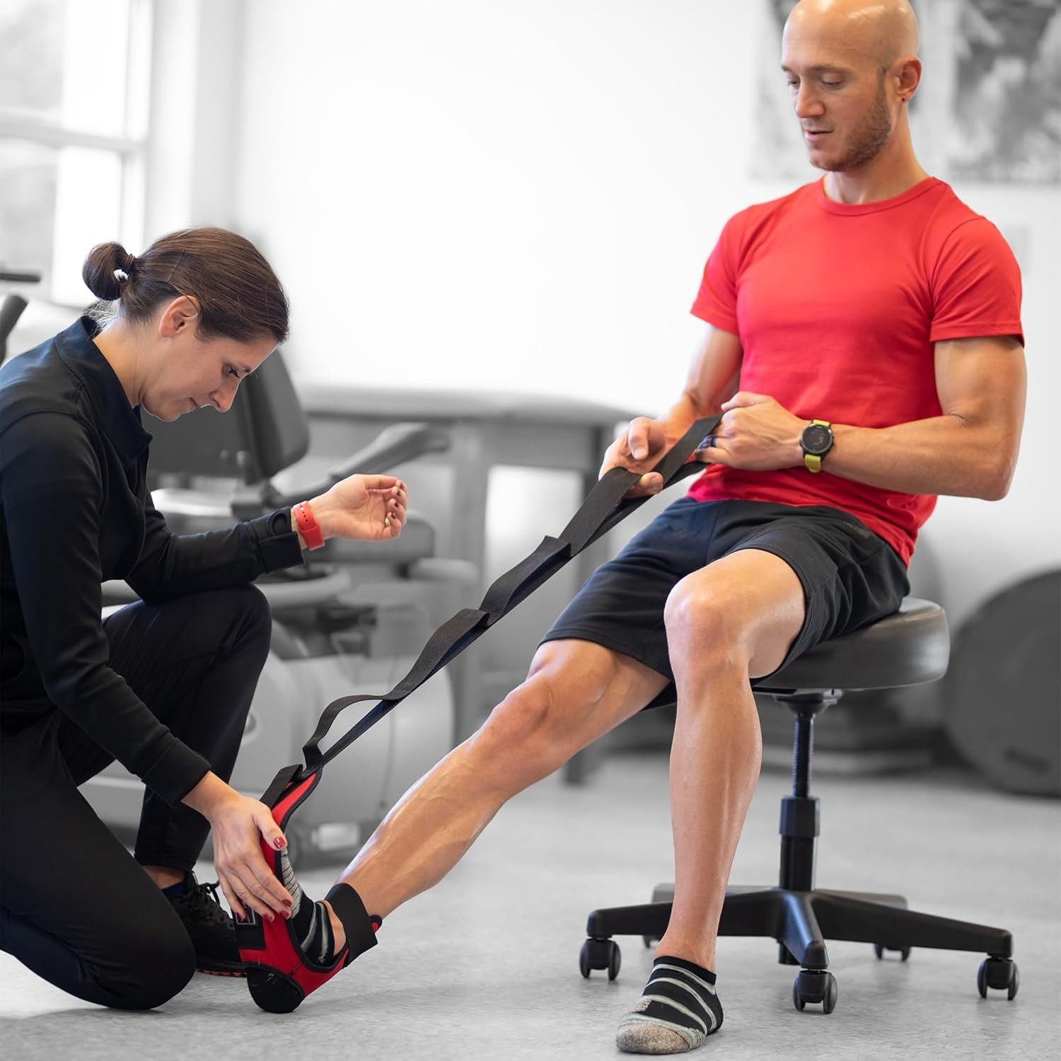 Hamstring Stretch Strap and Achilles Tendon Stretcher, for Physical Therapy