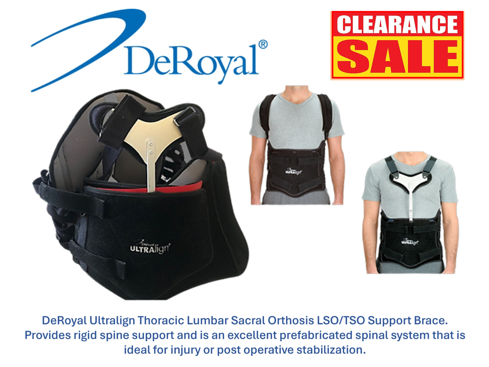 DeRoyal Ultralign Thoracic Lumbar Sacral Orthosis LSO/TLSO SIZE XX EXCELLENT +