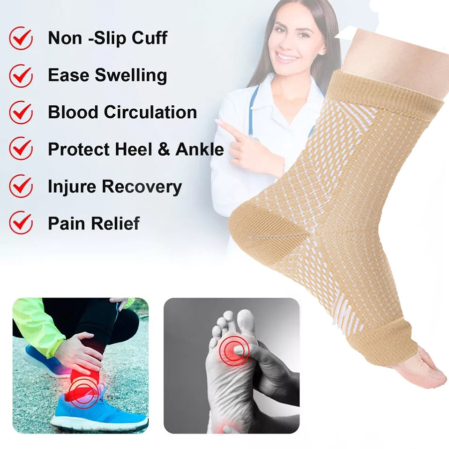 3Pairs Copper Ankle Compression Socks Brace Support Plantar Fasciitist Men Women