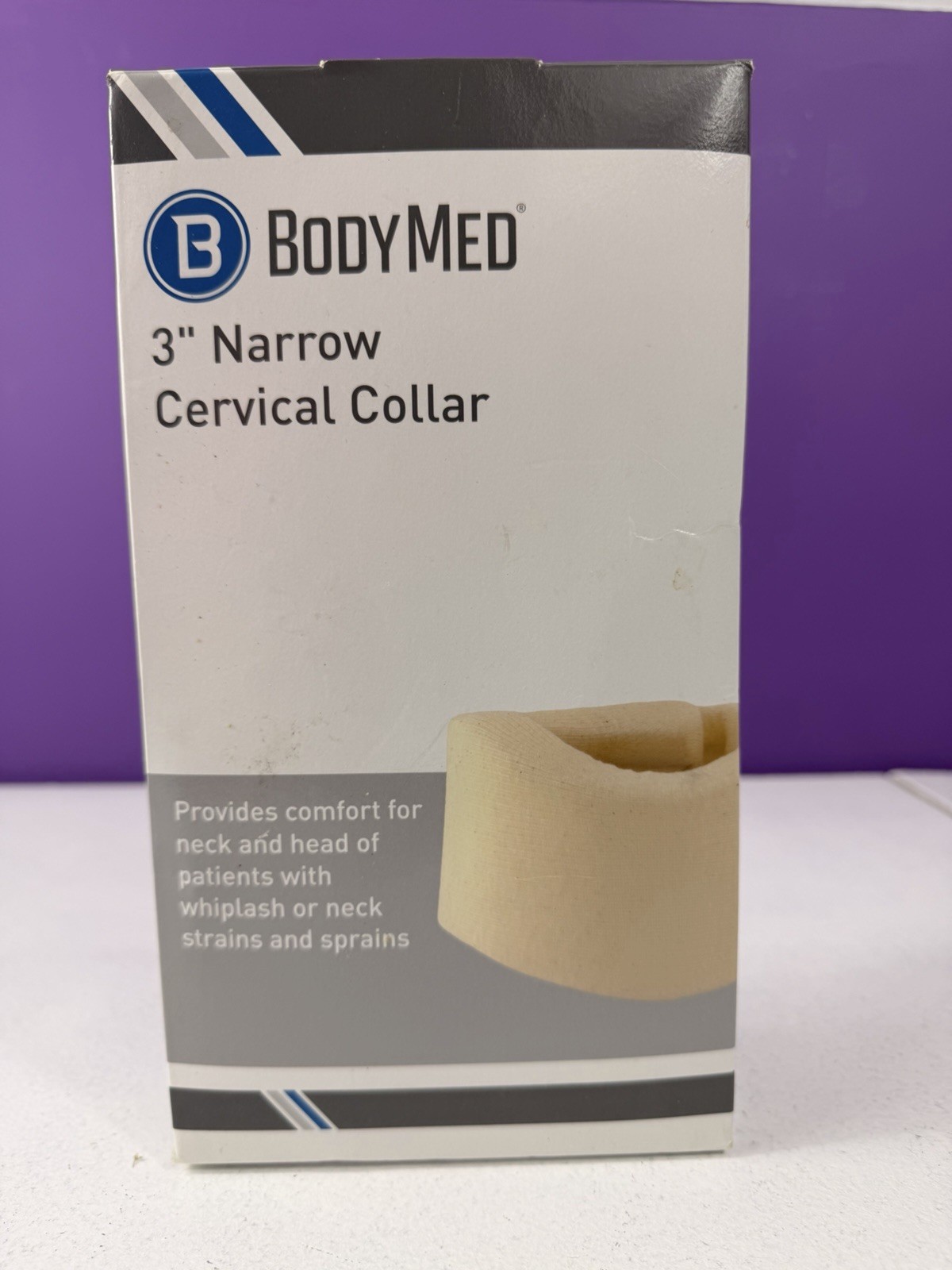 BodyMed Cervical Collar 3in Narrow Beige Foam Stabilization Hook-and-Loop