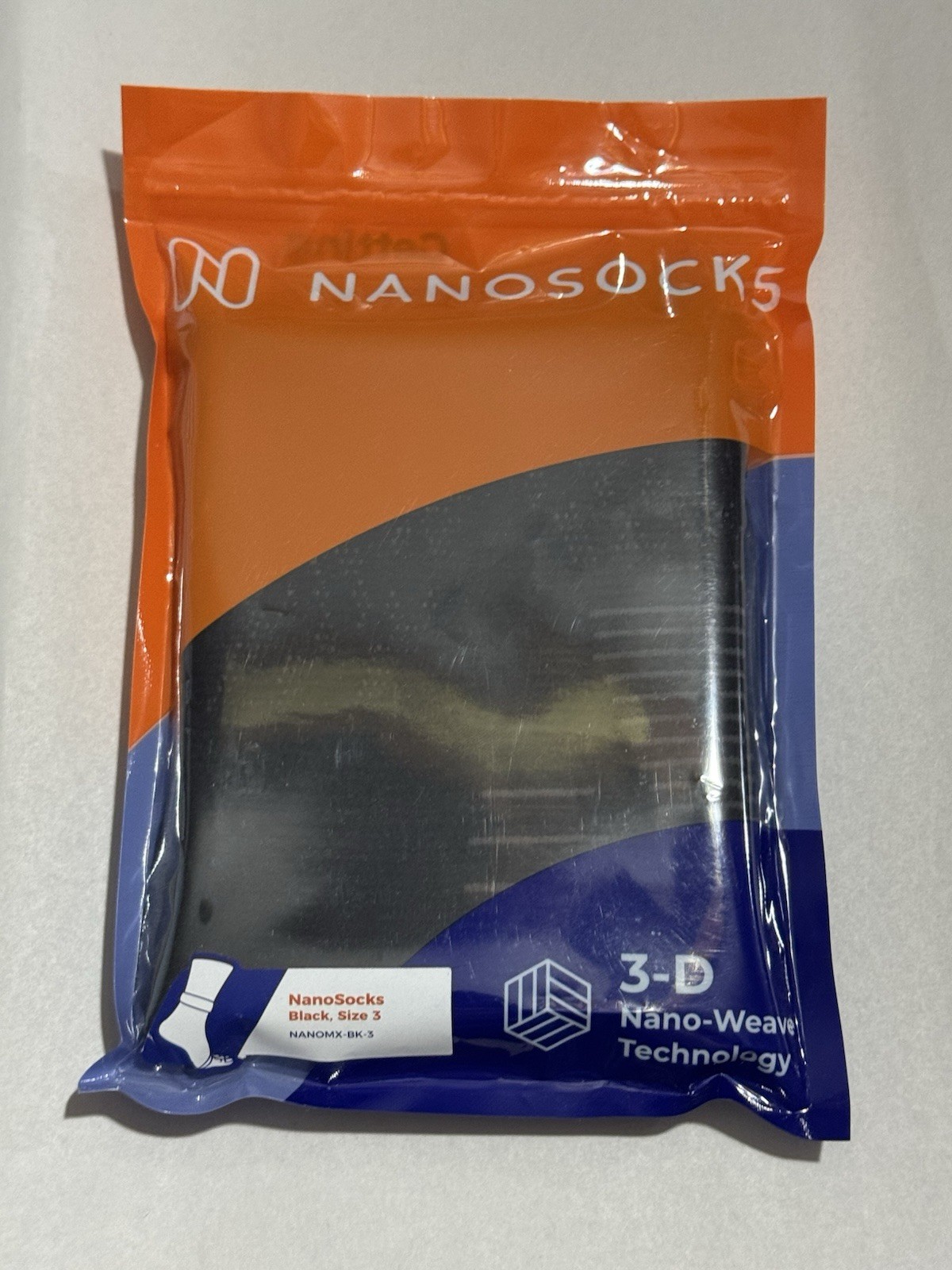 NANOSOCKS 3D Nano-Weave Technology Black Size 3 – NANOMX-BK-3, New