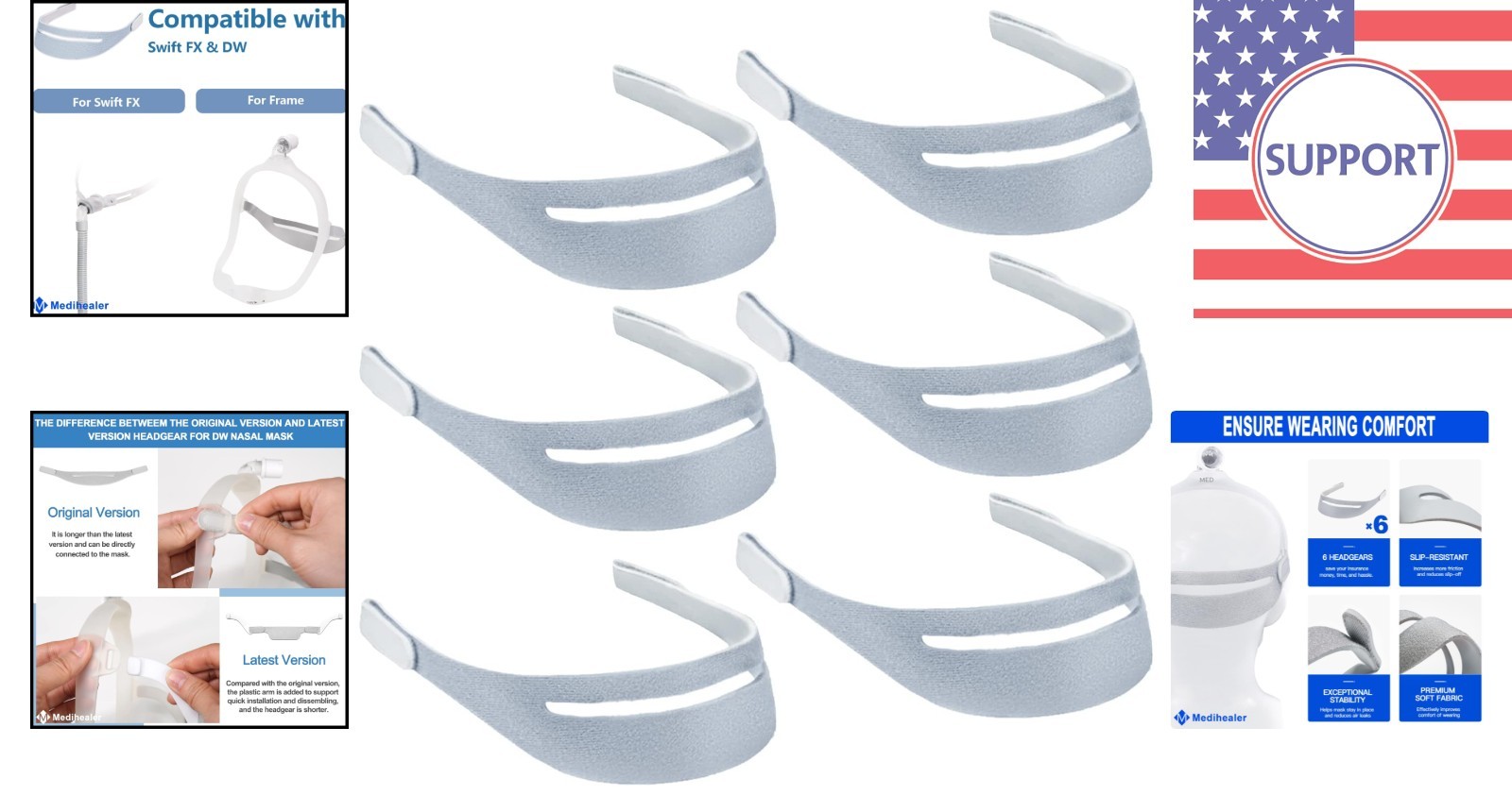 Ultra-Comfort 6 Packs of DreamWear Headgears – Durability & Slip Reduction
