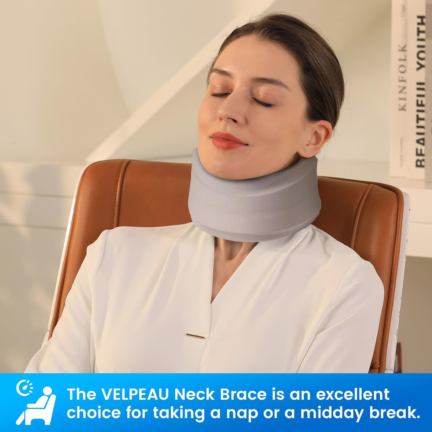 VELPEAU Neck Brace for Neck Pain and Support – Soft Cervical Collar for Sleepin