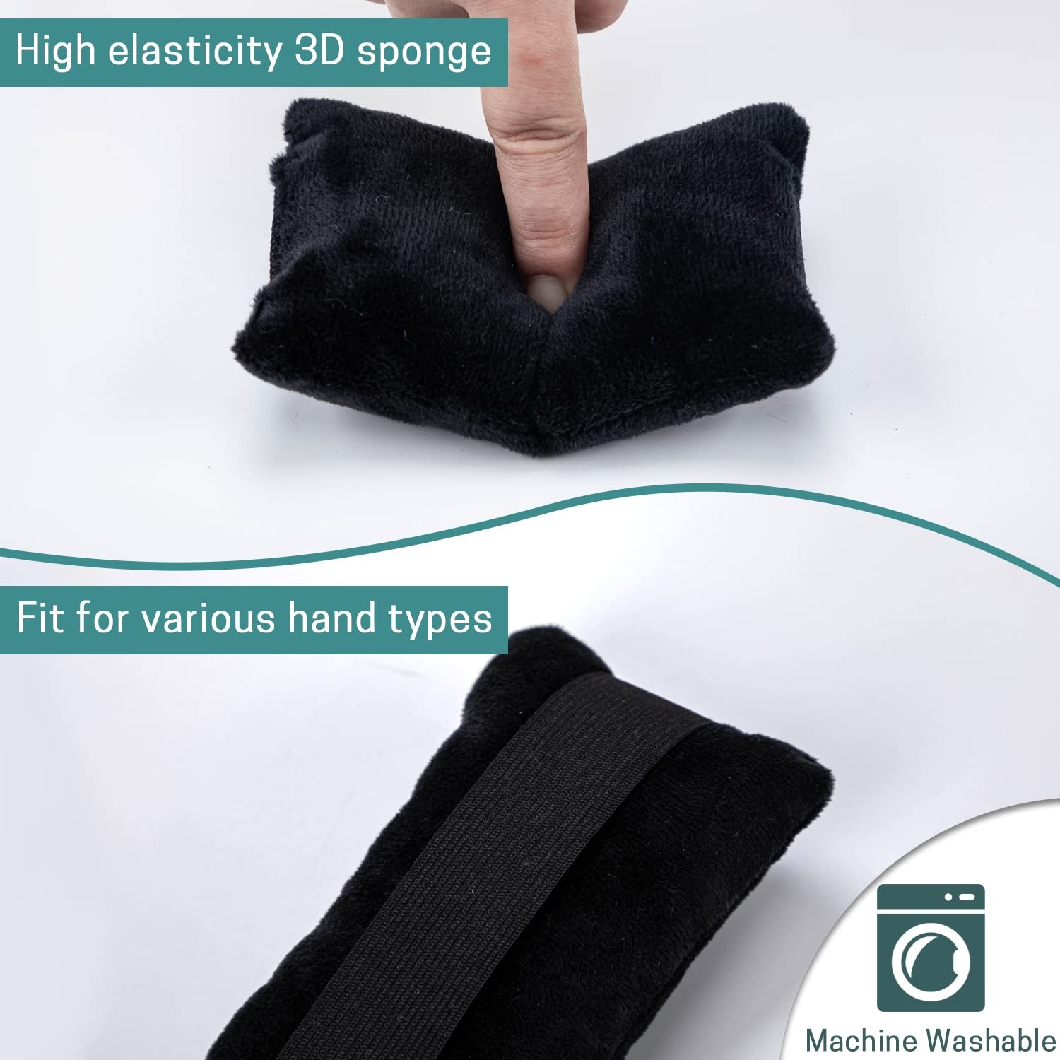SWISSELITE Hand Contracture Cushion, Grab Pad Regular Black