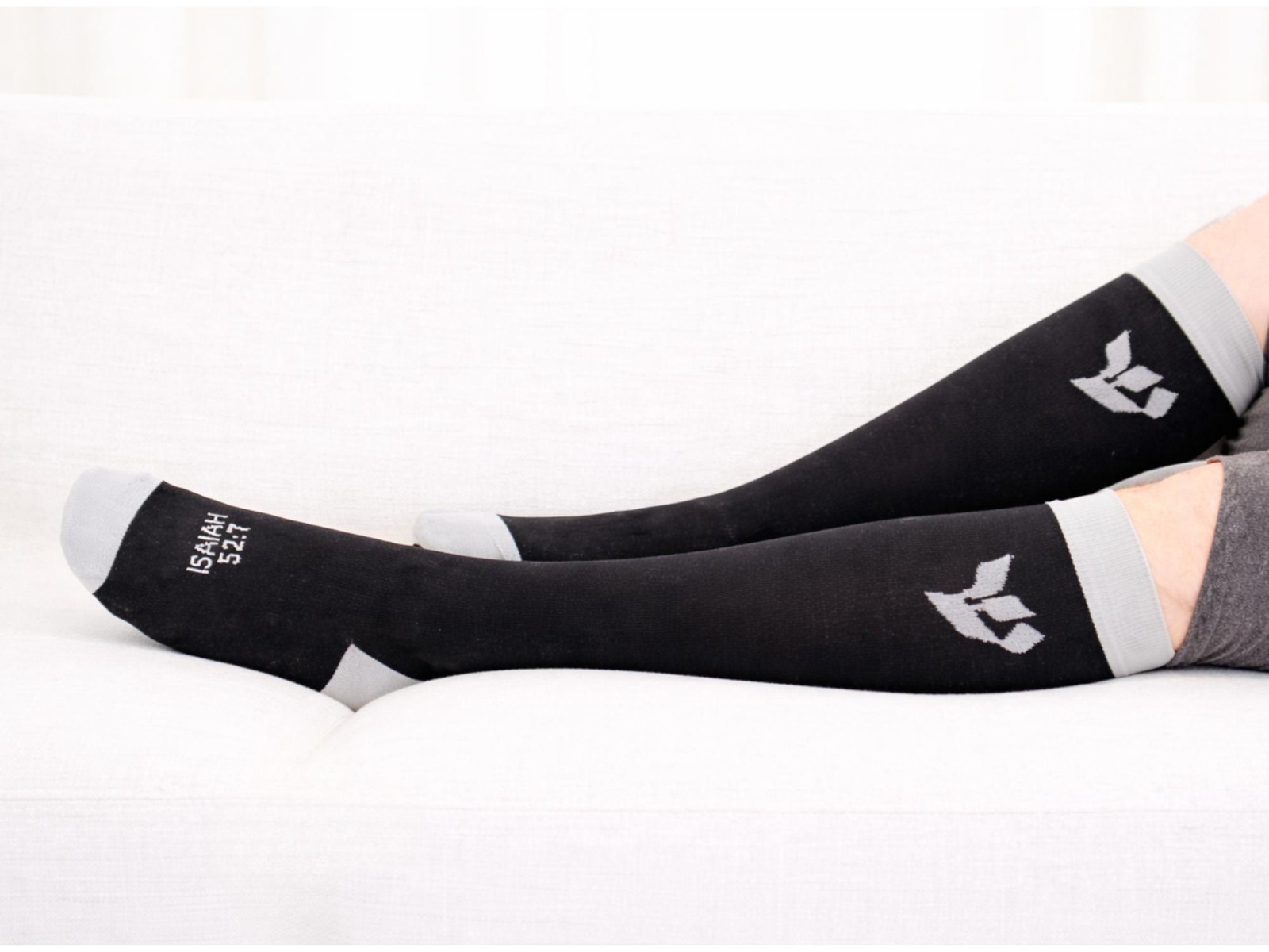 2 Pack Black Knee High Compression Socks Women Men Graduated Christian Gifts
