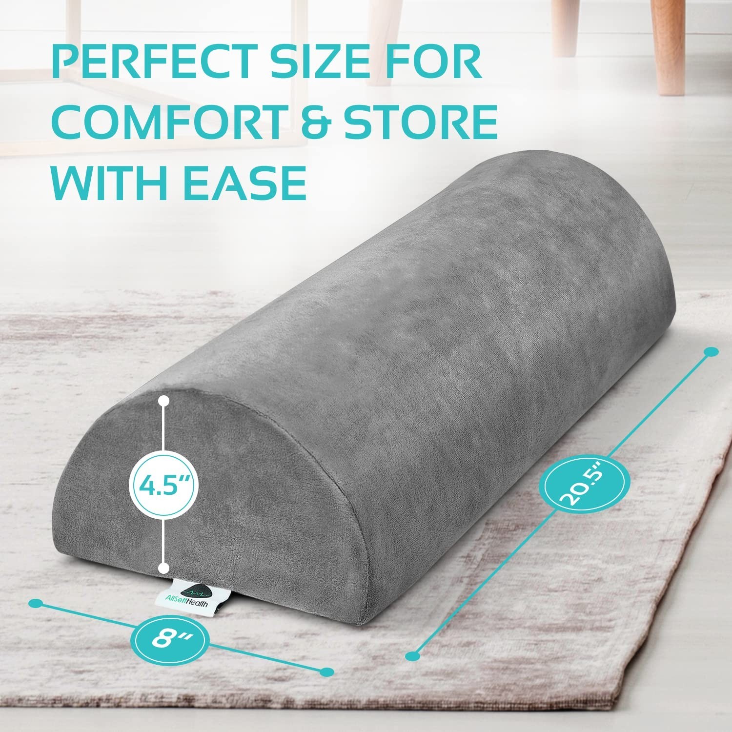 2 Pack Large Half Moon Bolster Pillow for Legs, Knees, Lower Back and Head (2…