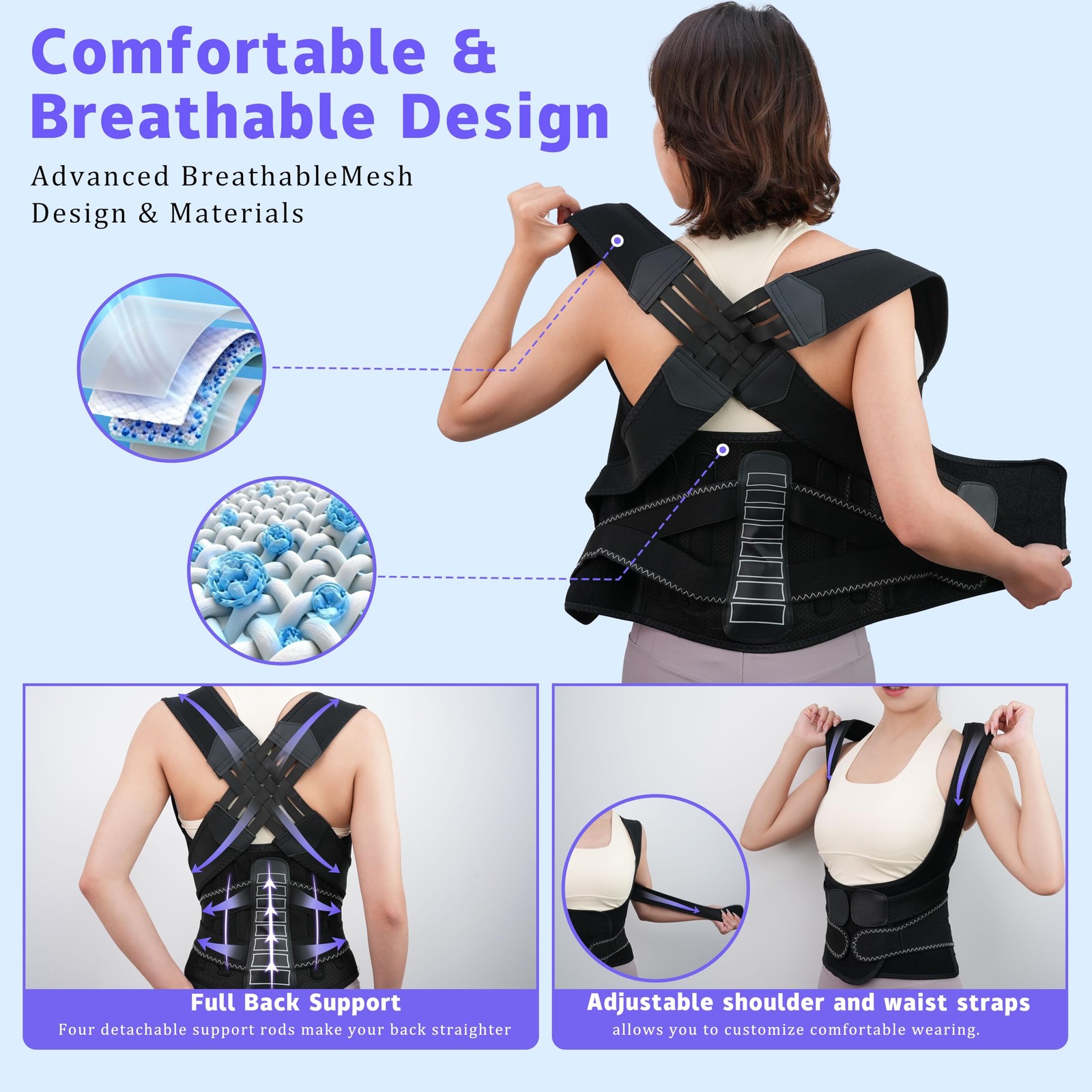 SFSSCDF Back Brace Posture Corrector for Women and Men Vertical M
