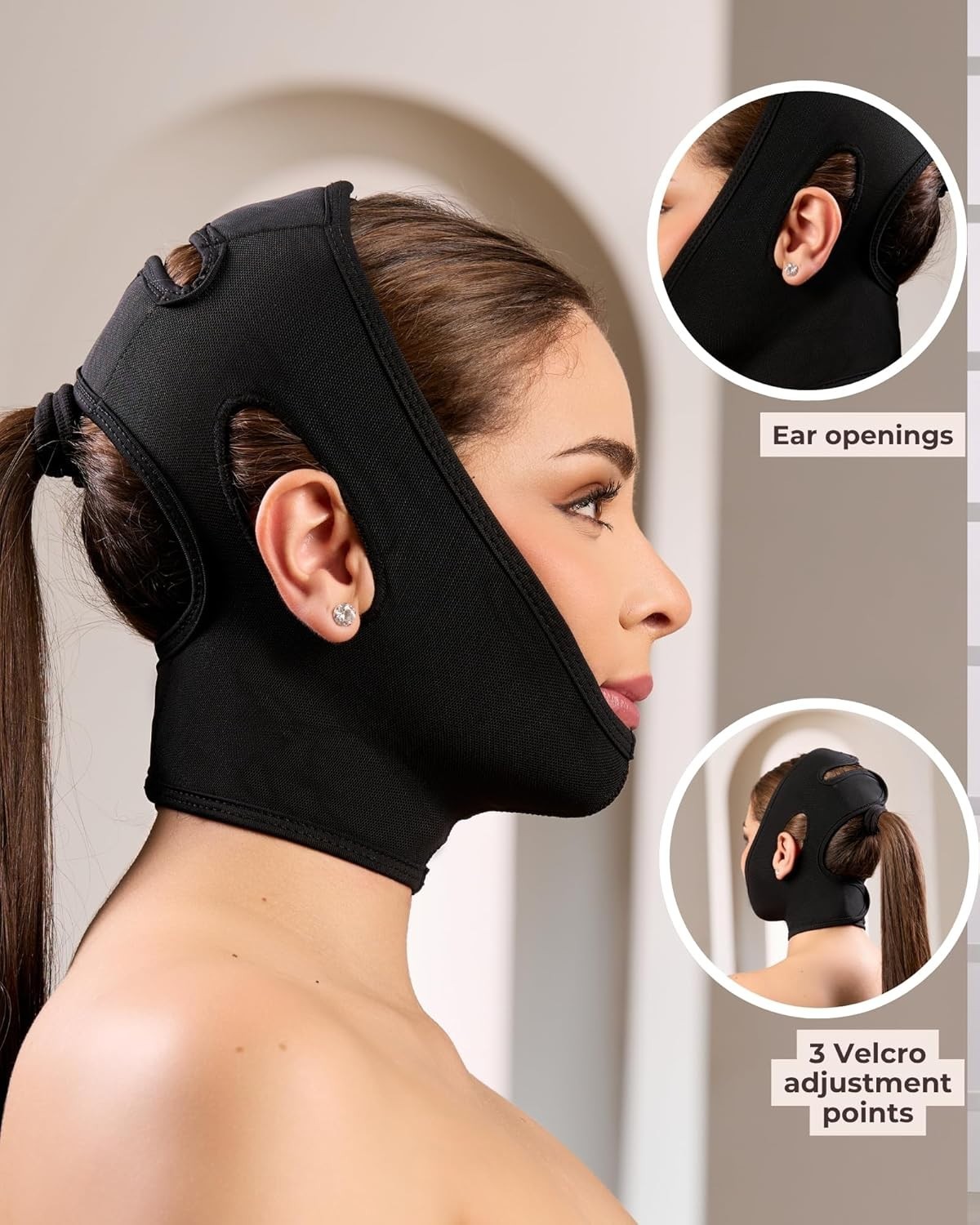 Adjustable Face Compression Bandage – Black