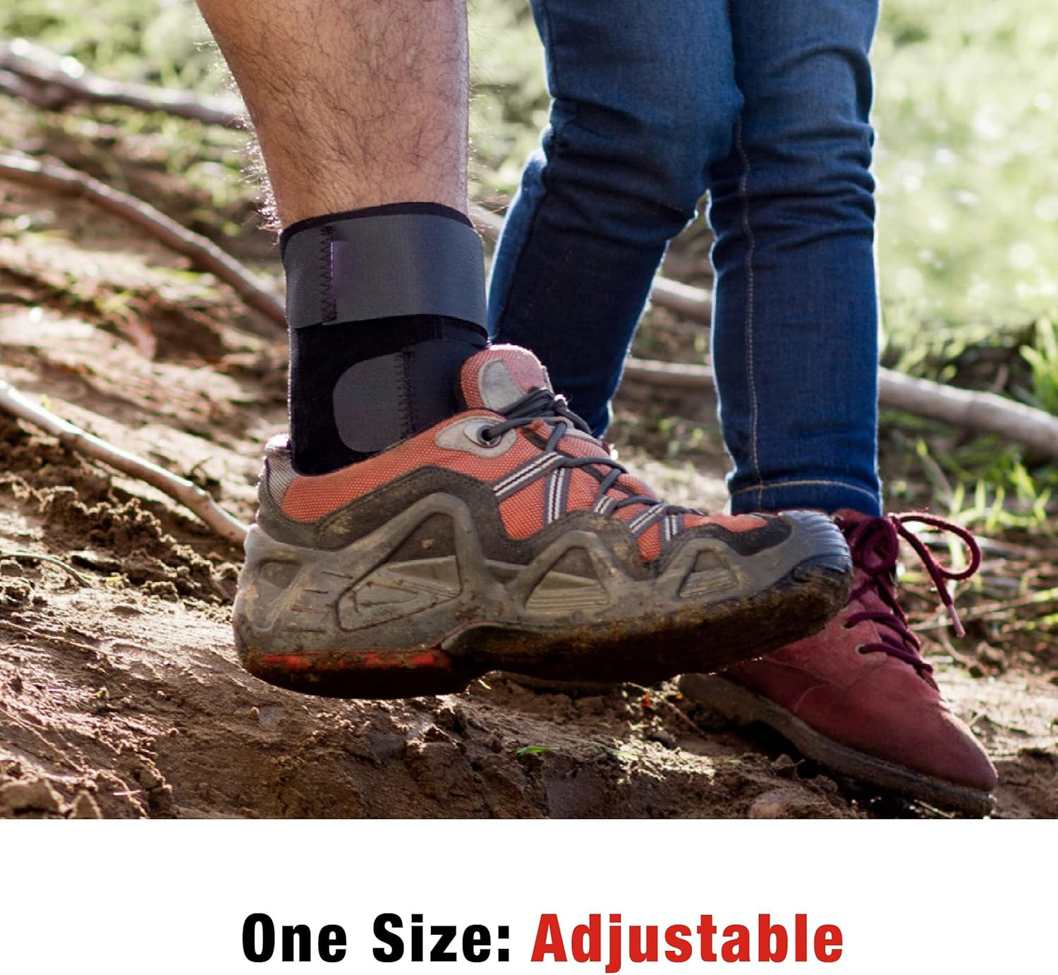 ACE Deluxe Ankle Stabilizer, Adjustable, Black, 1/Pack