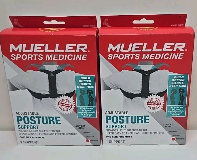 X2 Mueller Sports Medicine Adjustable Posture Corrector Support One Size Lot.