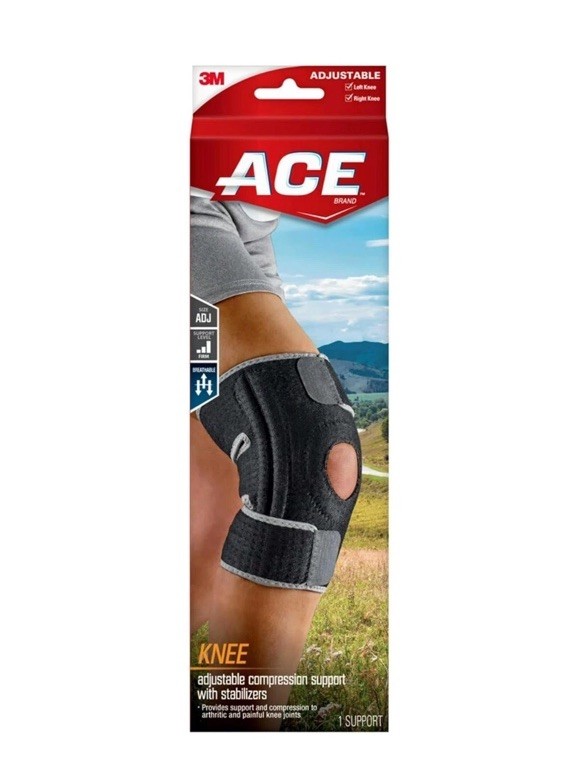 ACE Brand Adjustable Knee Brace with Side Stabilizers Provides
