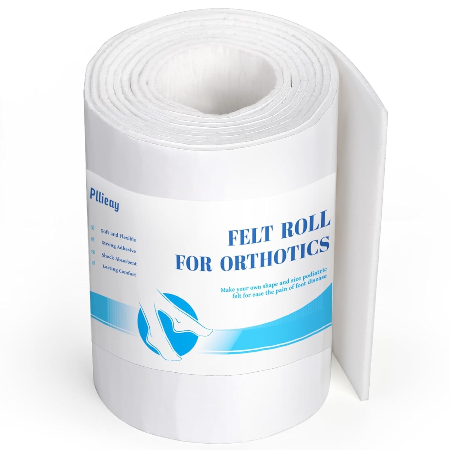 Pllieay Adhesive Felt Roll 1/8″ Thick 6″ x 2.5yd Orthopedic Padding Support Whit