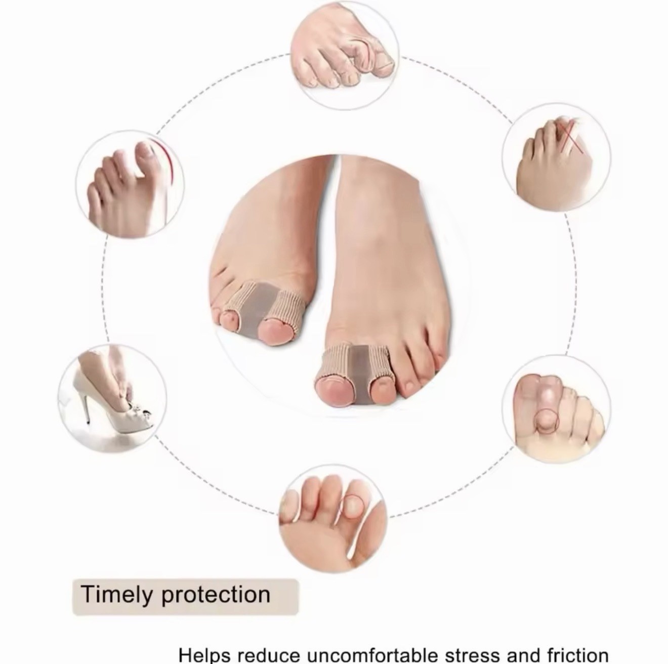 2Pcs – Two-Hole Toe Corrector Splitter Adjustable Stretchy Gel Elastic One Size