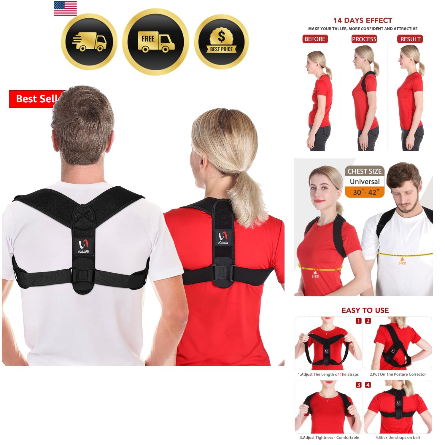 Posture Corrector for both Men and Women, Comfortable Upper and Back Brace, A…